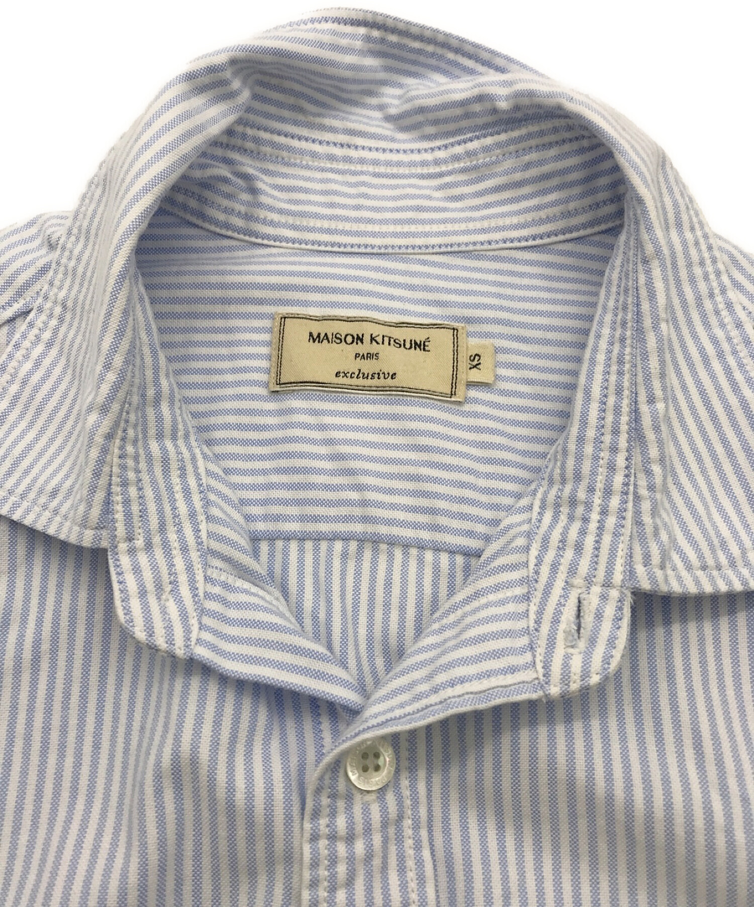 MAISON KITSUNE (メゾンキツネ) JP EXCLUSIVE STRIPE SHIRT ブルー サイズ:XS