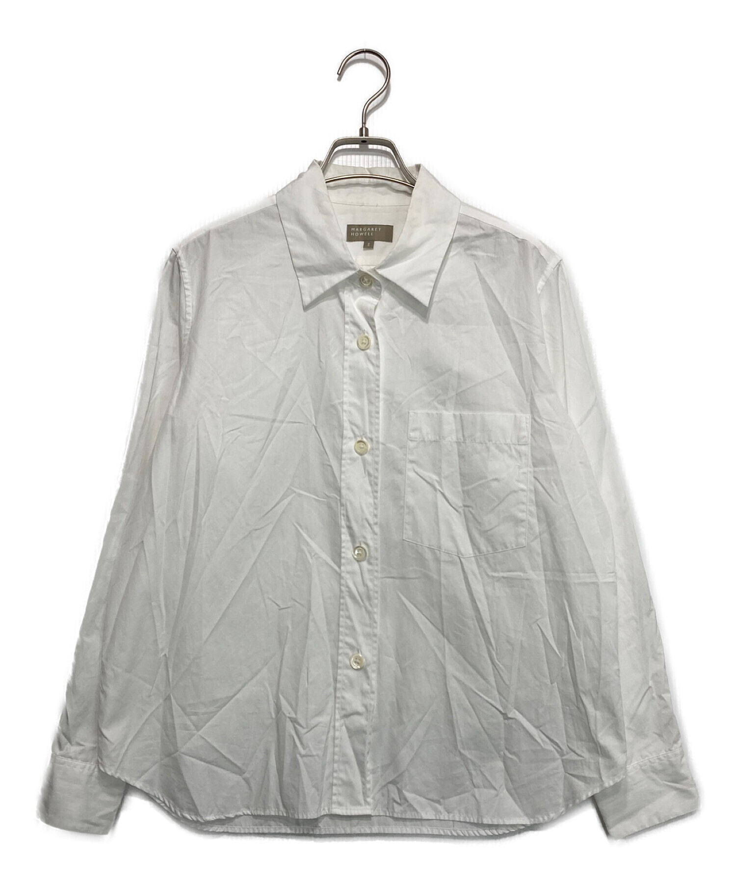 MARGARET HOWELL (マーガレットハウエル) プレーンコットンシャツ ホワイト サイズ:Ⅱ