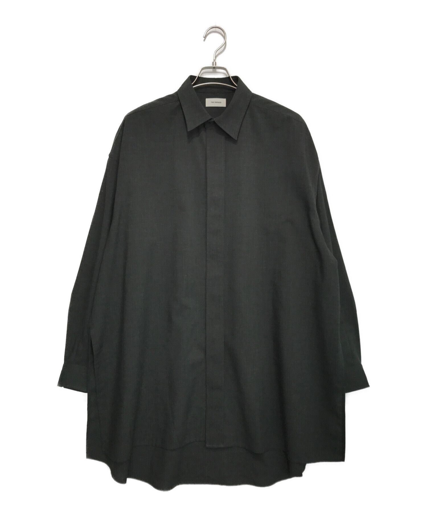 THE RERACS (ザ リラクス) SIDE SLIT LONG SHIRT グレー サイズ:48