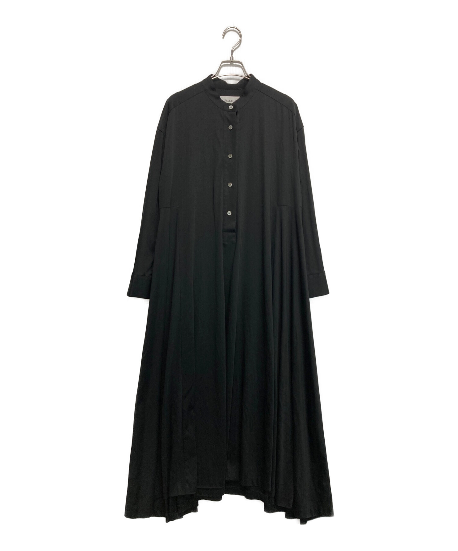 新品 デパリエ LONG POINT COLLAR DRESS ワンピース 黒-