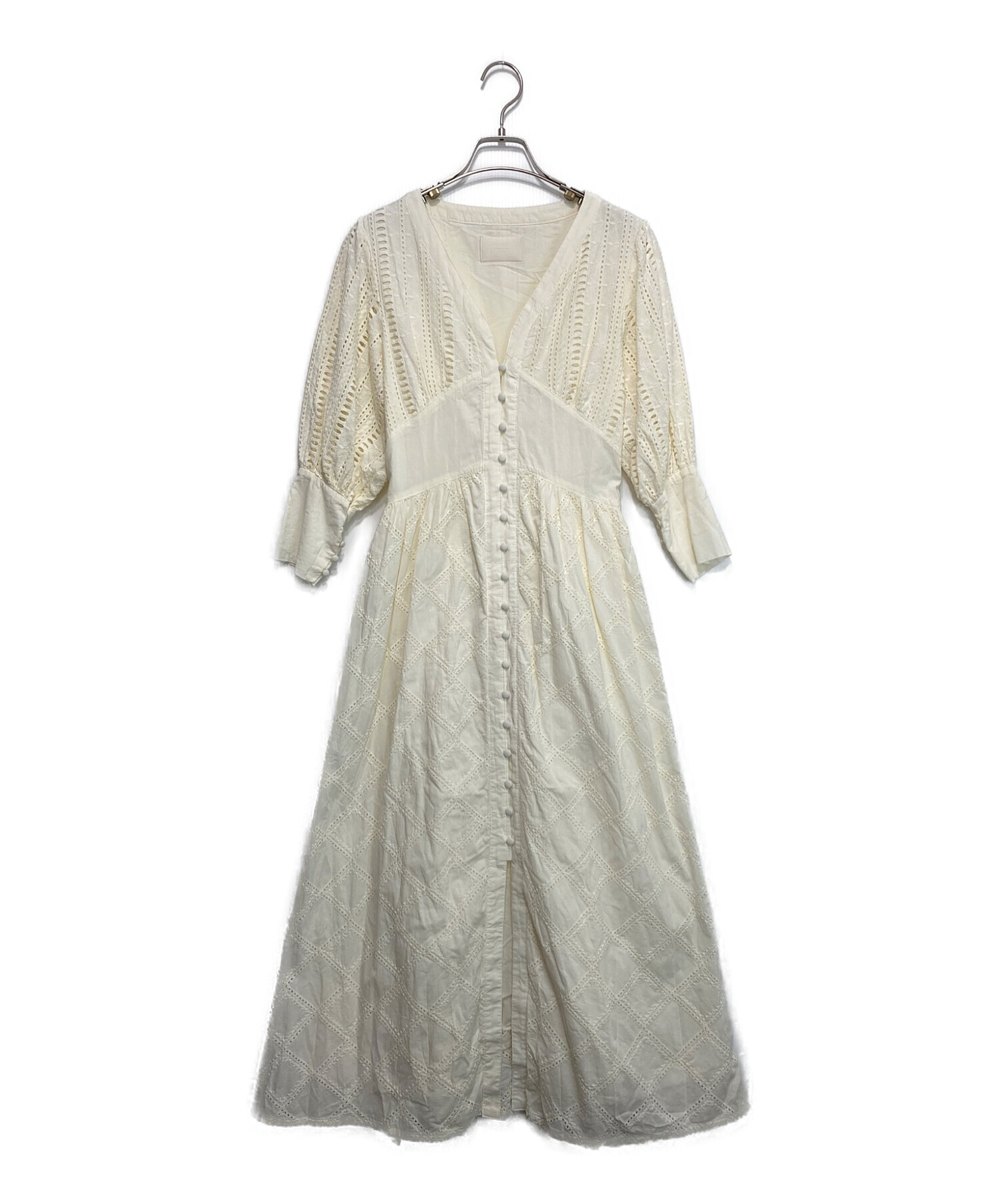 AMERI (アメリ) MEDI CRUMPLE COTTON LACE DRESS ホワイト サイズ:-