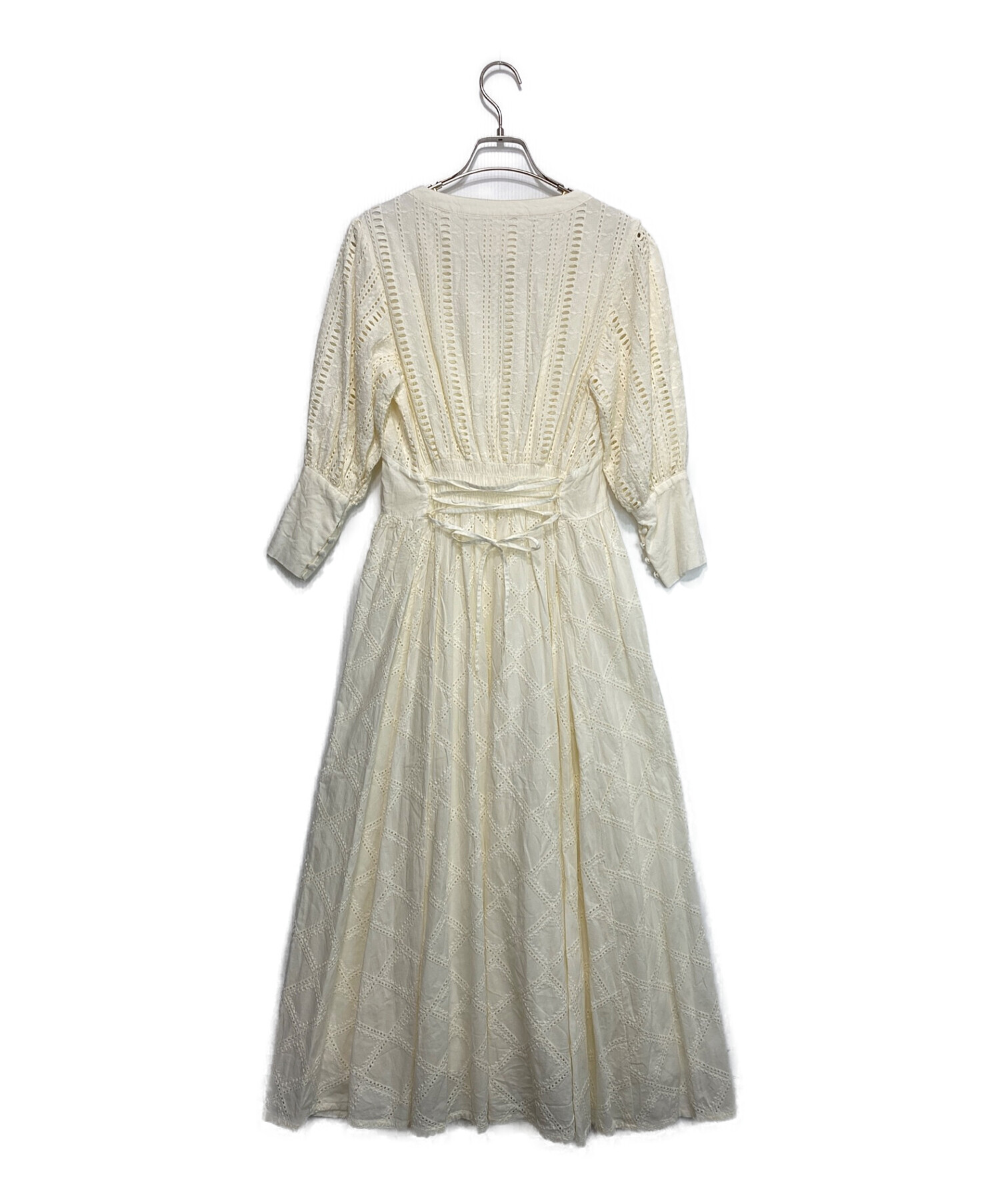 AMERI (アメリ) MEDI CRUMPLE COTTON LACE DRESS ホワイト サイズ:-