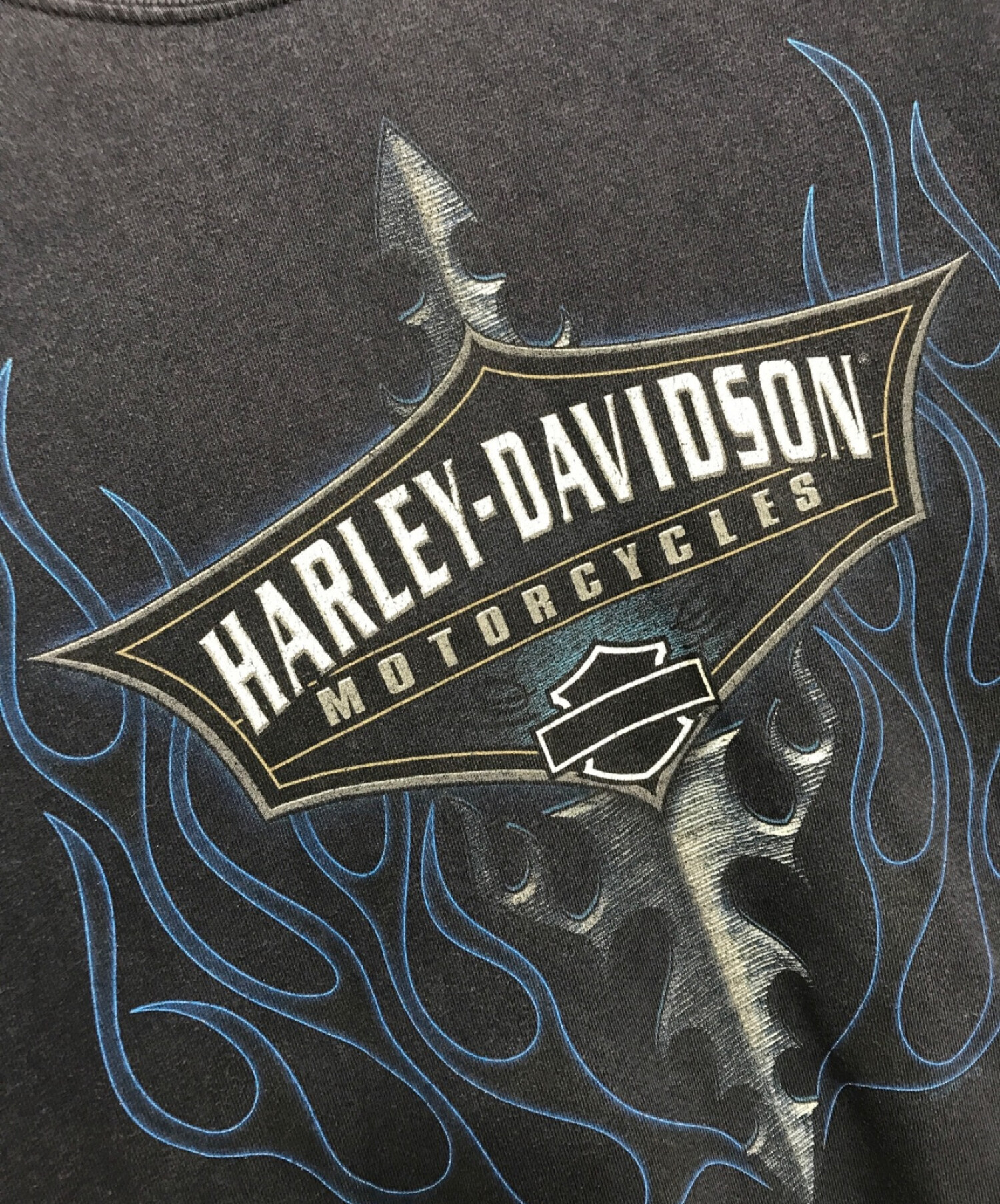 HARLEY-DAVIDSON (ハーレーダビッドソン) [古着]ブルーフレイムプリントロンT ネイビー サイズ:XL
