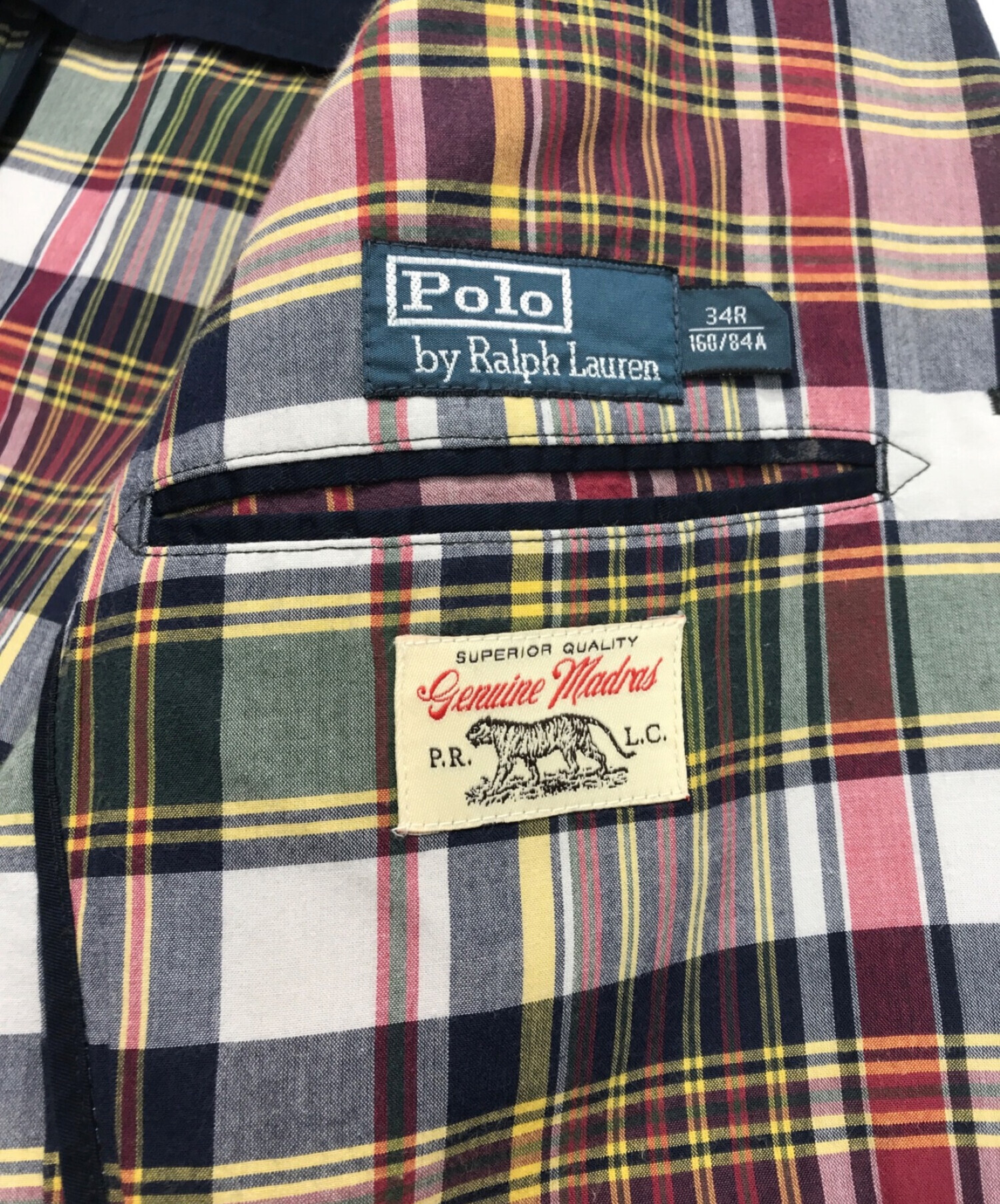 POLO RALPH LAUREN (ポロ・ラルフローレン) マドラスチェックジャケット レッド サイズ:34R