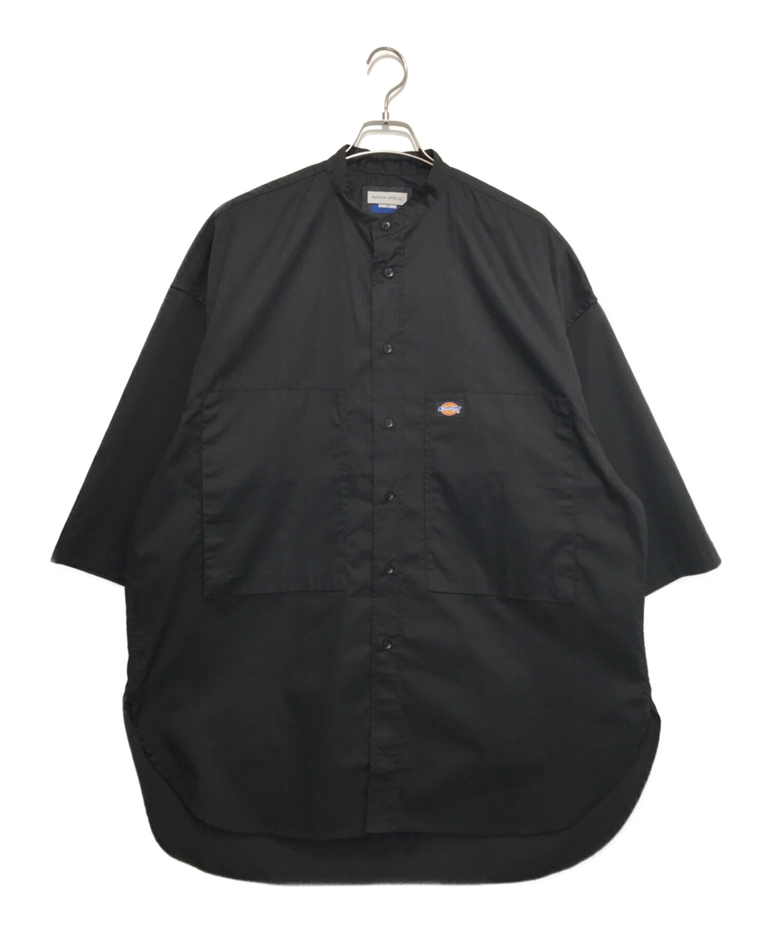 MAISON SPECIAL (メゾンスペシャル) Dickies (ディッキーズ) エクストラプライムオーバーショートスリーブバンドカラーシャツ  ブラック