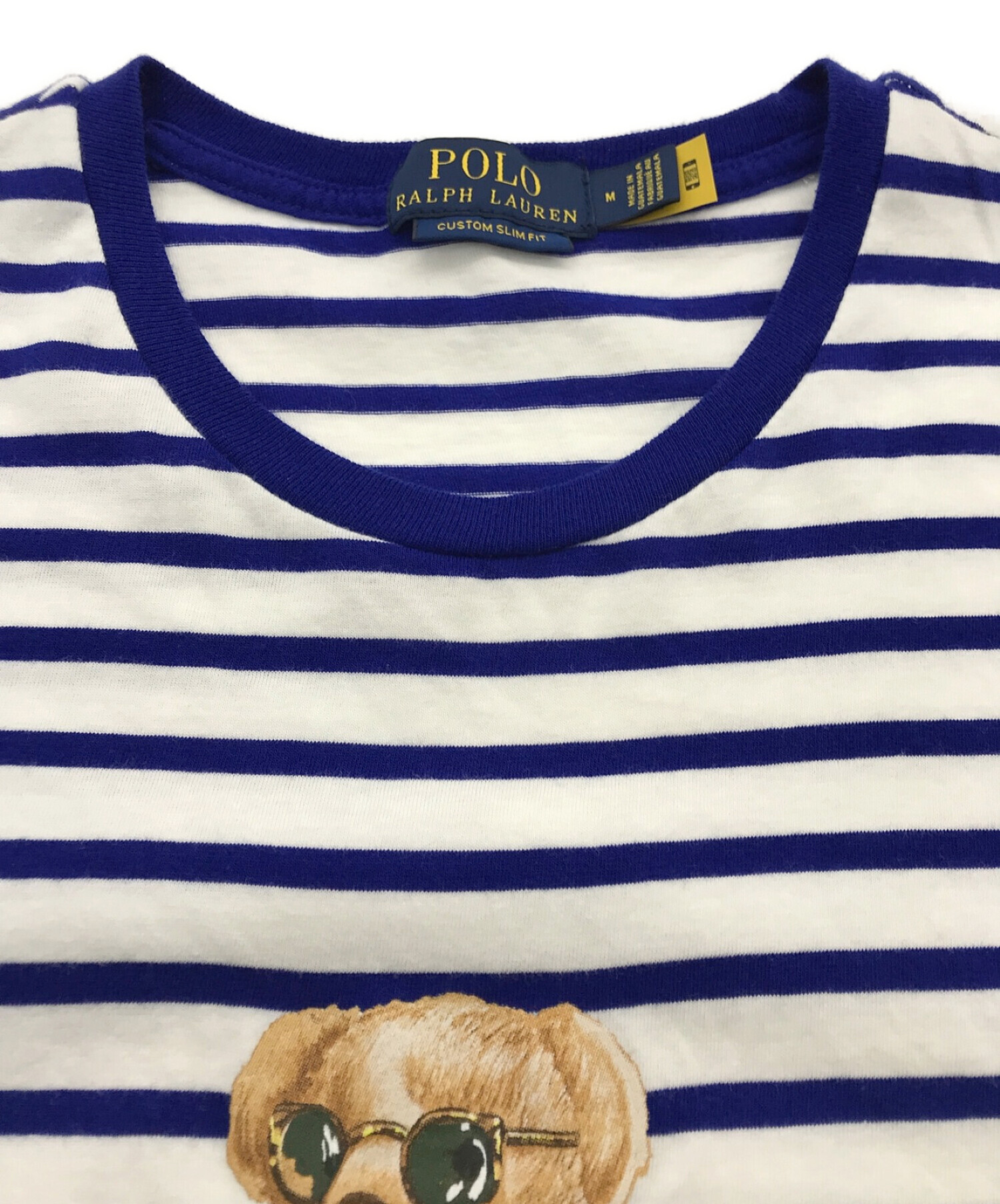 POLO RALPH LAUREN (ポロ・ラルフローレン) ポロベア ボーダーＴシャツ ブルー×ホワイト サイズ:M