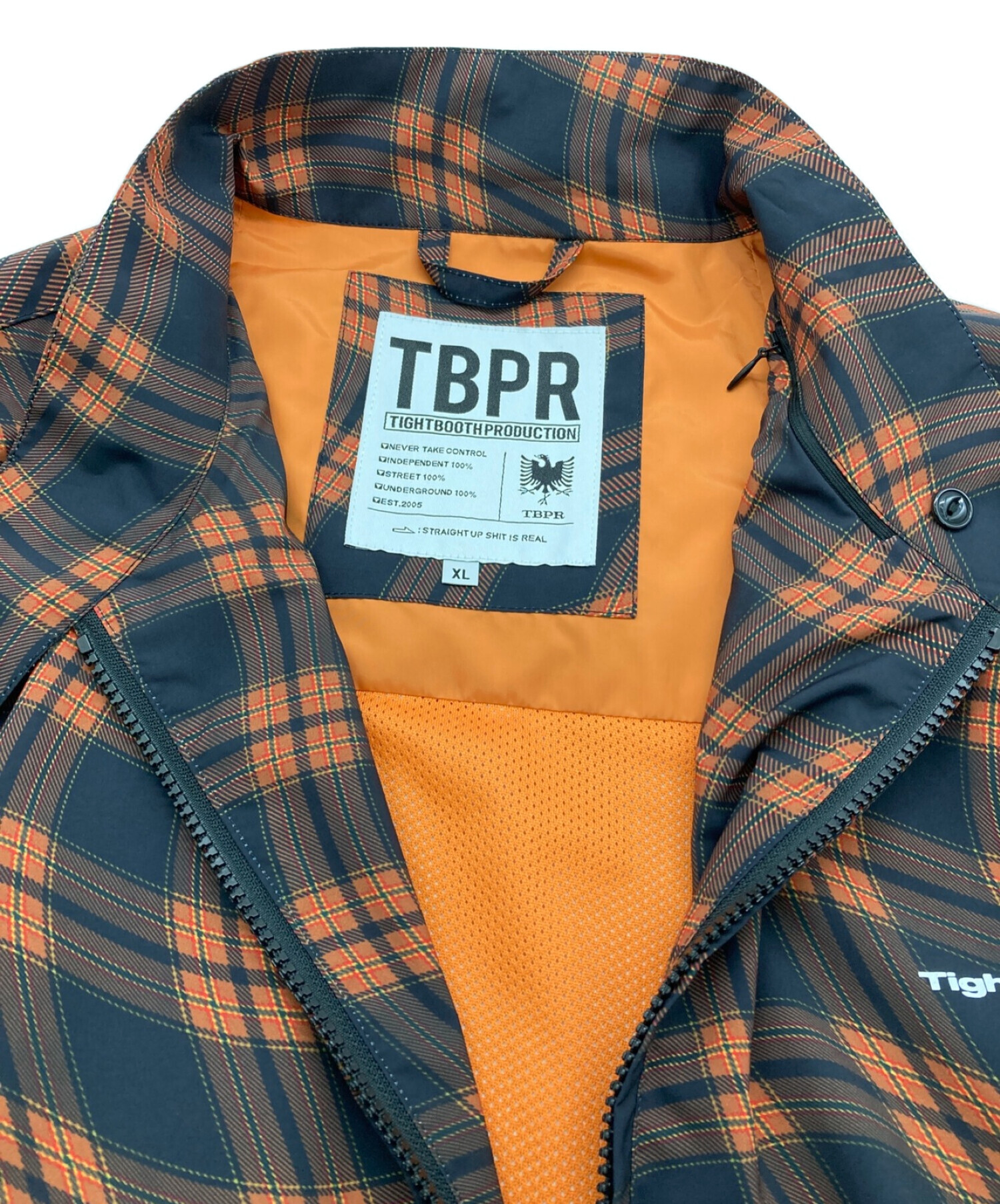 TIGHTBOOTH PRODUCTION (タイトブースプロダクション) WAVY PLAID JACKET ブラック×オレンジ サイズ:XL