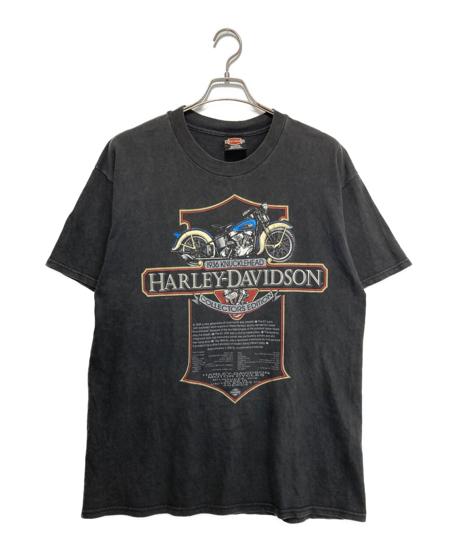 HARLEY-DAVIDSON (ハーレーダビッドソン) Hanes (ヘインズ) [古着]95年/ モーター イーグルプリントＴシャツ グレー  サイズ:L