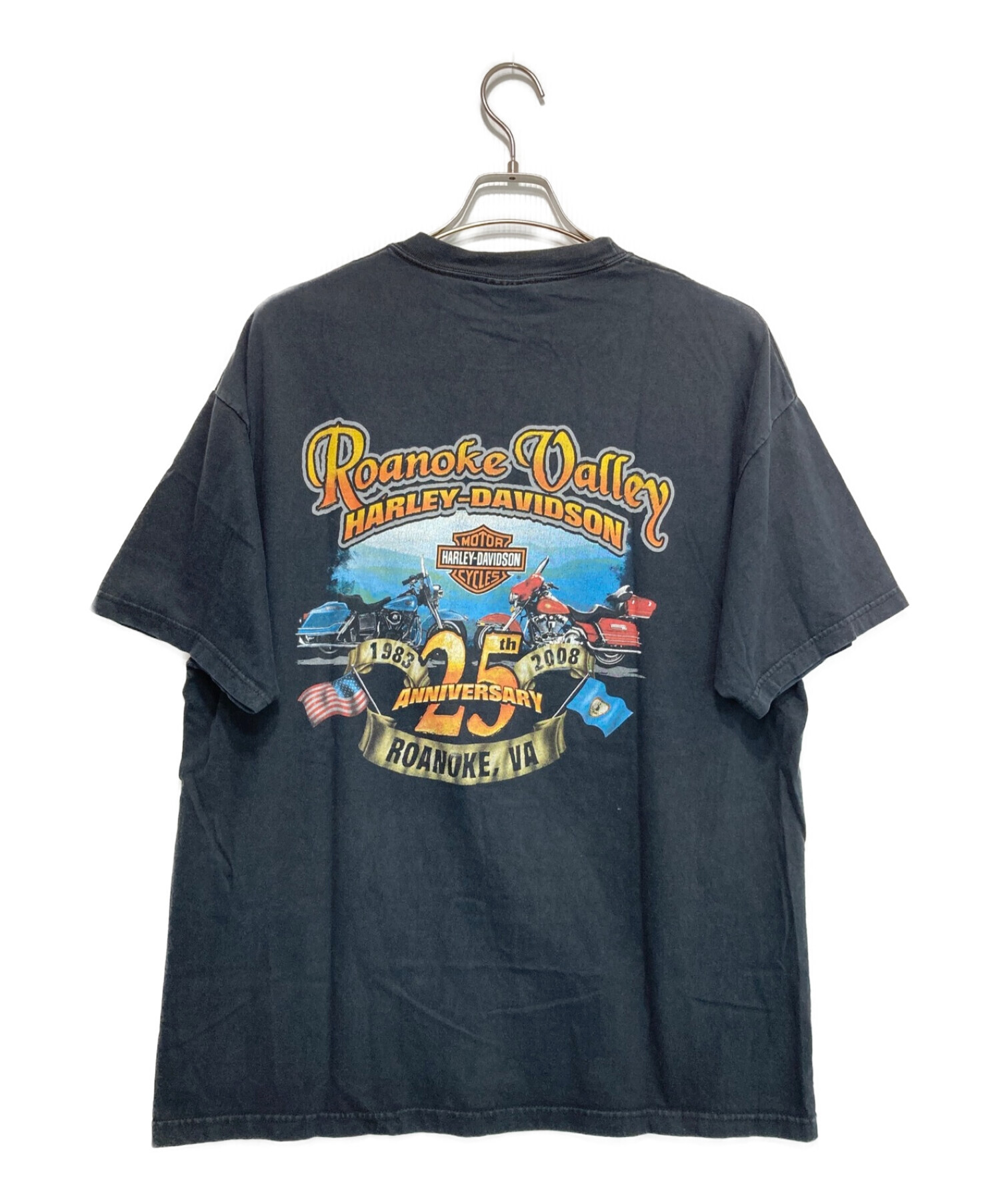 HARLEY-DAVIDSON (ハーレーダビッドソン) Hanes (ヘインズ) [古着]08年/ANNIVERSARY25th  Tシャツ/MOTOR TEE ブラック サイズ:XL