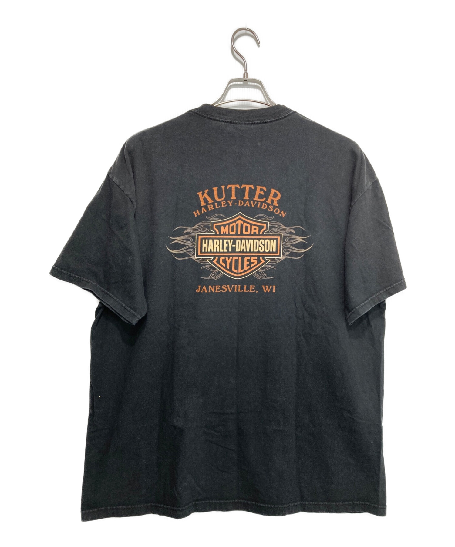 HARLEY-DAVIDSON (ハーレーダビッドソン) Hanes (ヘインズ) [古着]06年/ファイアーロゴプリントTシャス/MOTOR TEE  ブラック サイズ:XL