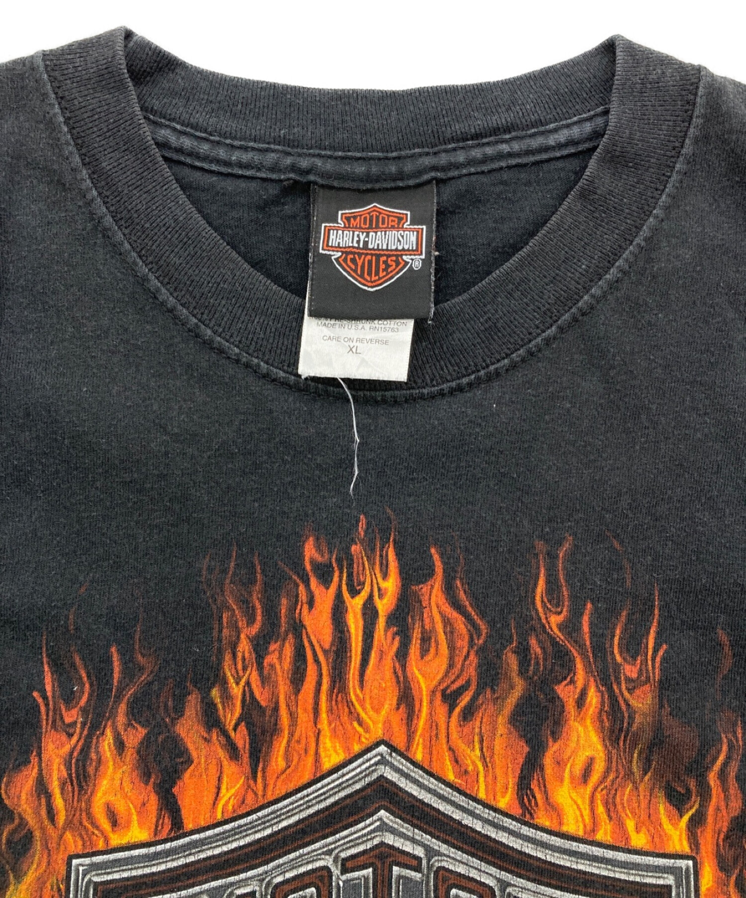 HARLEY-DAVIDSON (ハーレーダビッドソン) Hanes (ヘインズ) [古着]06年/ファイアーロゴプリントTシャス/MOTOR TEE  ブラック サイズ:XL