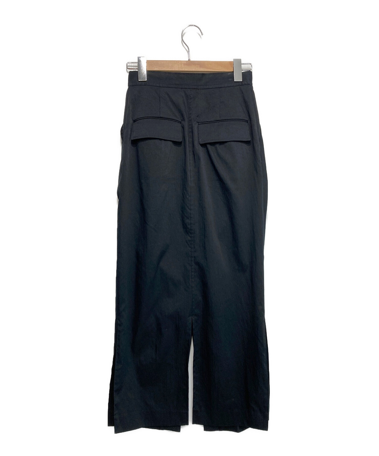 ETRE TOKYO (エトレトウキョウ) デザインラップロングスカート ブラック サイズ:S
