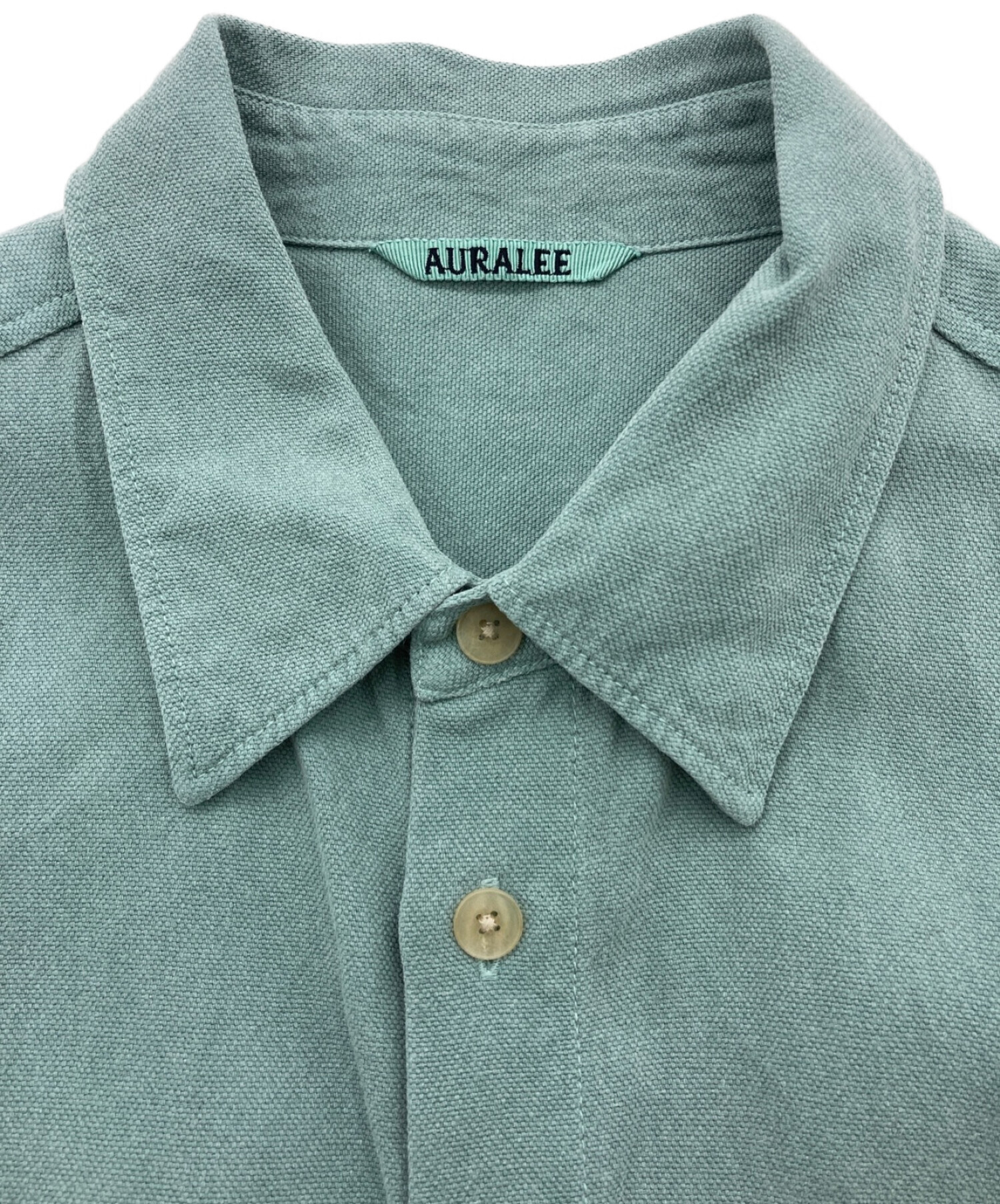 AURALEE (オーラリー) WASHI DUCK CANVAS HALF SLEEVED SHIRTS グリーン サイズ:4