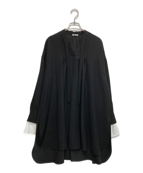 中古・古着通販】ENFOLD (エンフォルド) LAYERED-CUFF BLOUSE ブラック