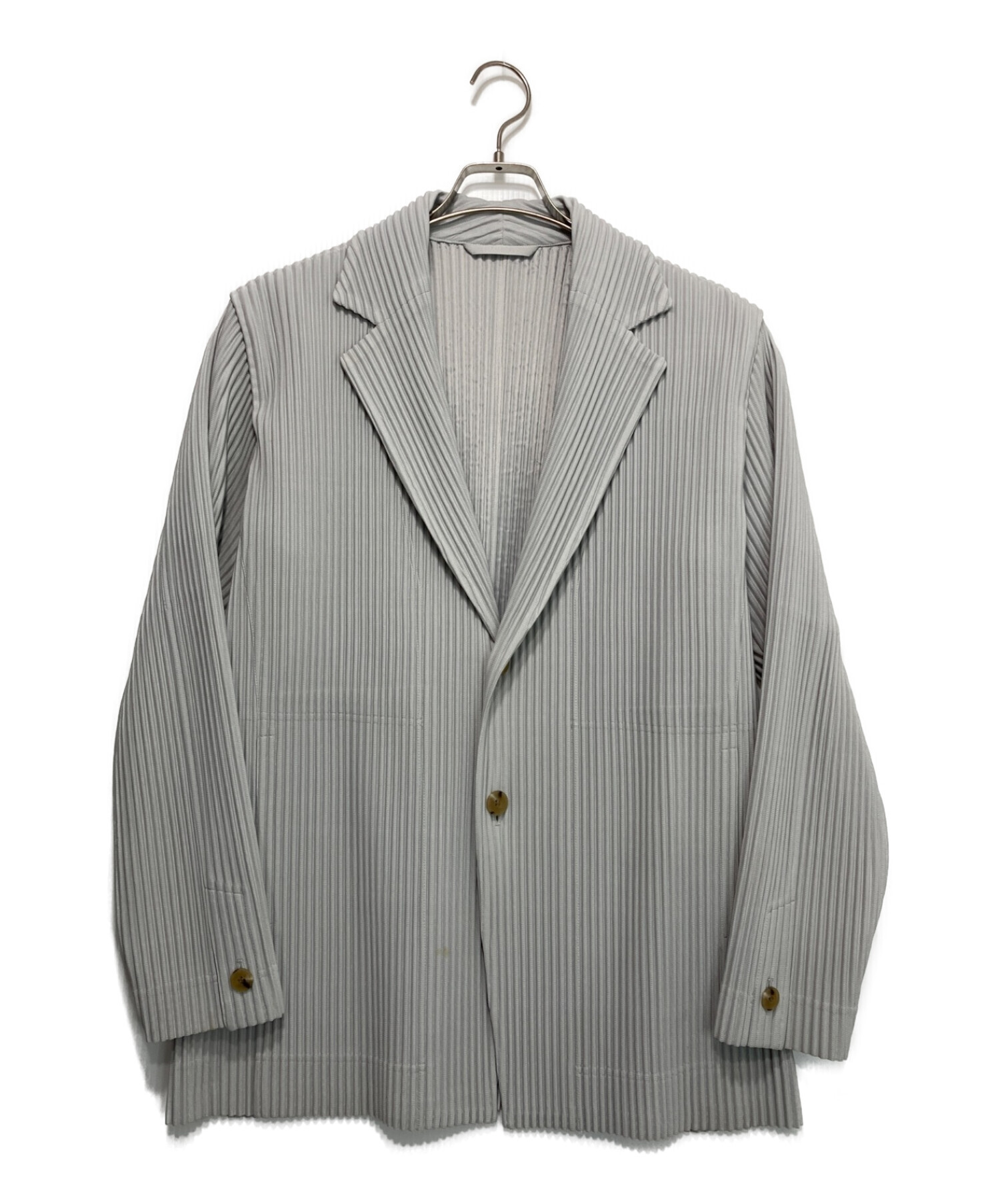 HOMME PLISSE ISSEY MIYAKE (オムプリッセ イッセイ ミヤケ) プリーツテーラードジャケット グレー サイズ:2