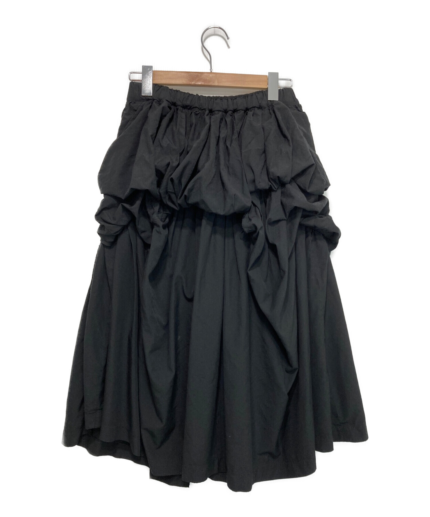 COMME des GARCONS (コムデギャルソン) ダメージ加工ポリ ギャザーフリル スカート ブラック サイズ:S