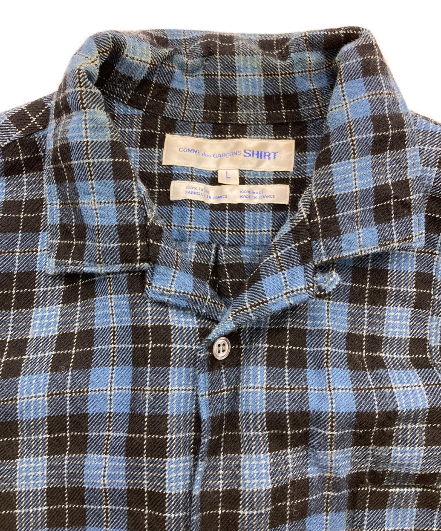 COMME des GARCONS SHIRT (コムデギャルソンシャツ) ［OLD］80's～ヴィンテージチェックシャツ ブルー サイズ:L