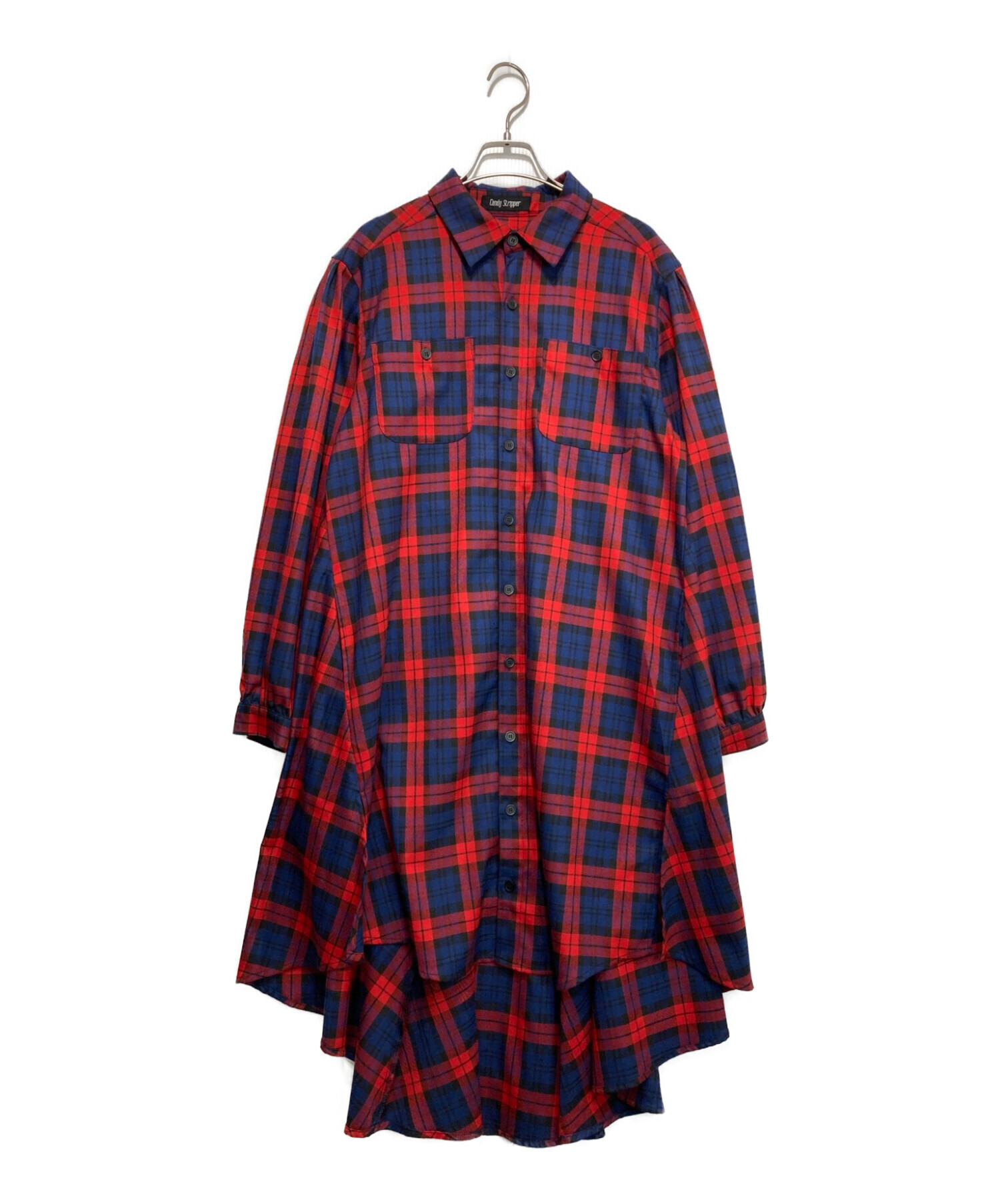 Candy Stripper (キャンディーストリッパー) UNFOLD CHECK SHIRT ワンピース レッド サイズ:2