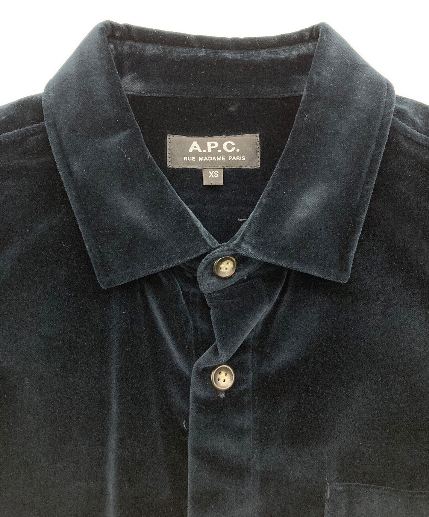 中古・古着通販】A.P.C. (アー・ペー・セー) ベロアシャツ ネイビー