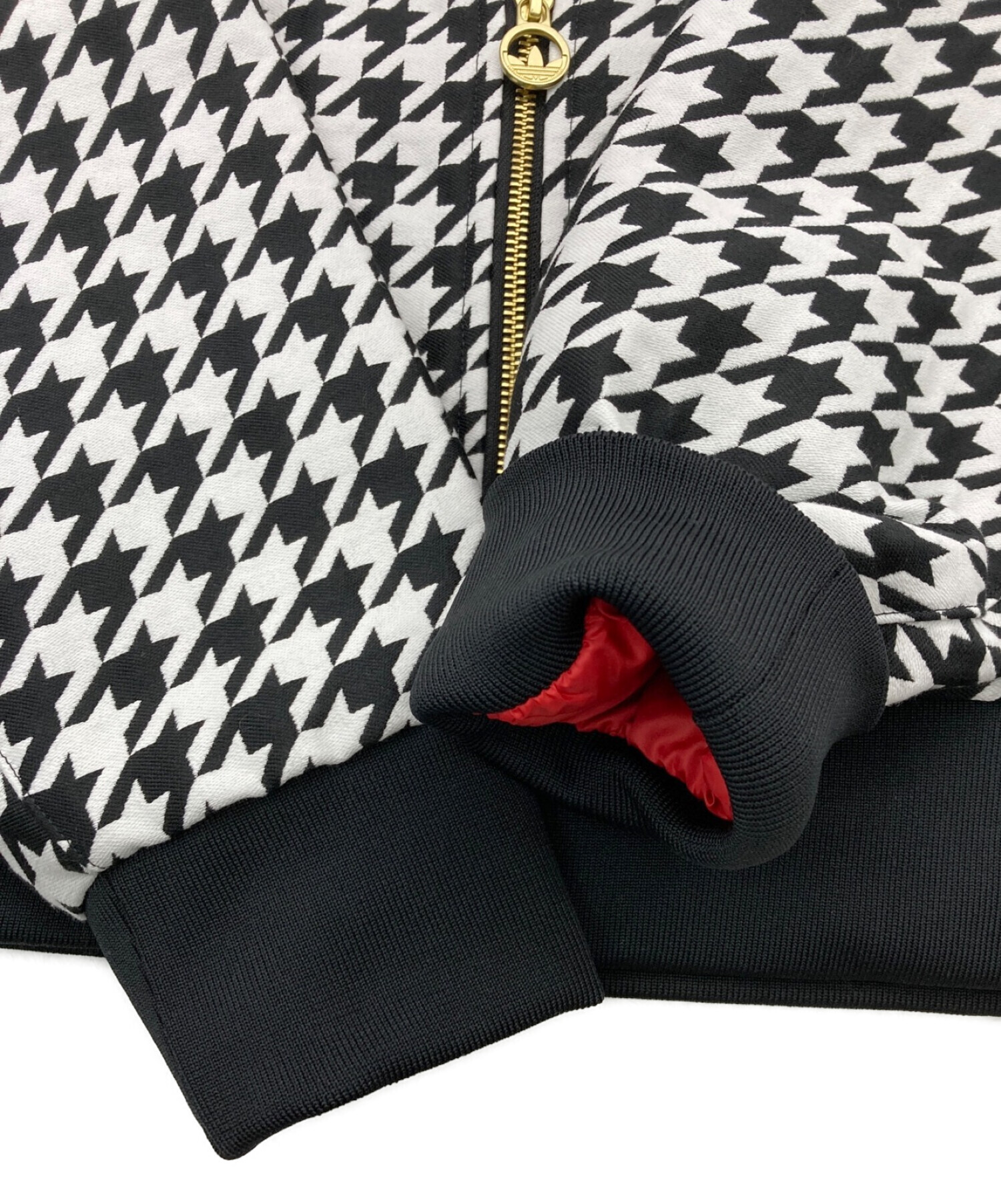 adidas (アディダス) 千鳥格子柄ジャケット ブラック×ホワイト サイズ:XL 未使用品