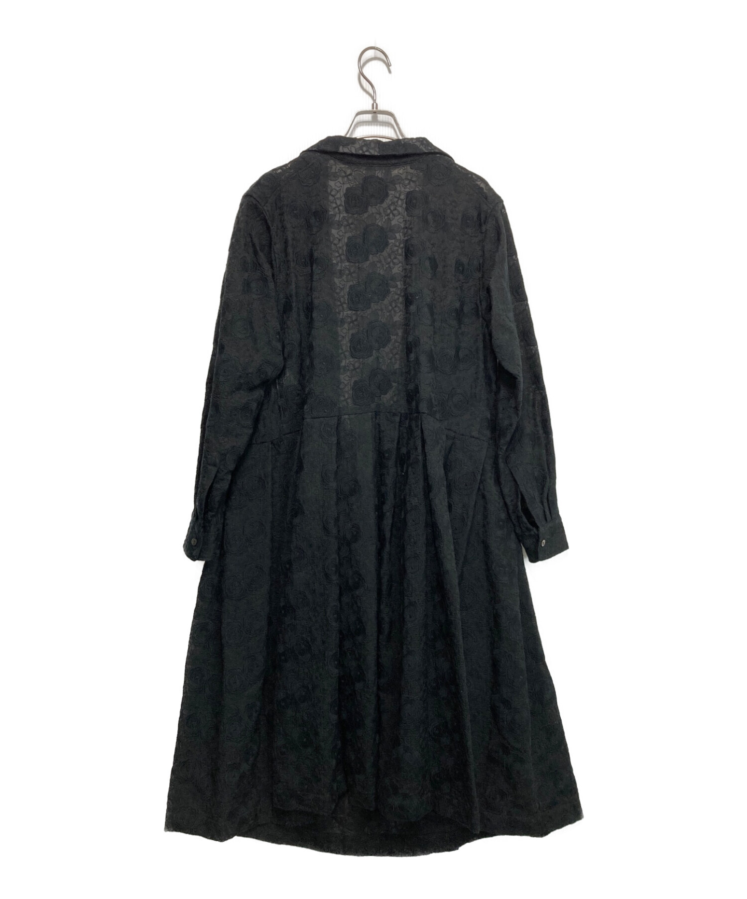 コムデギャルソン　ベルト付き刺繍ワンピース　ブラック約43cm