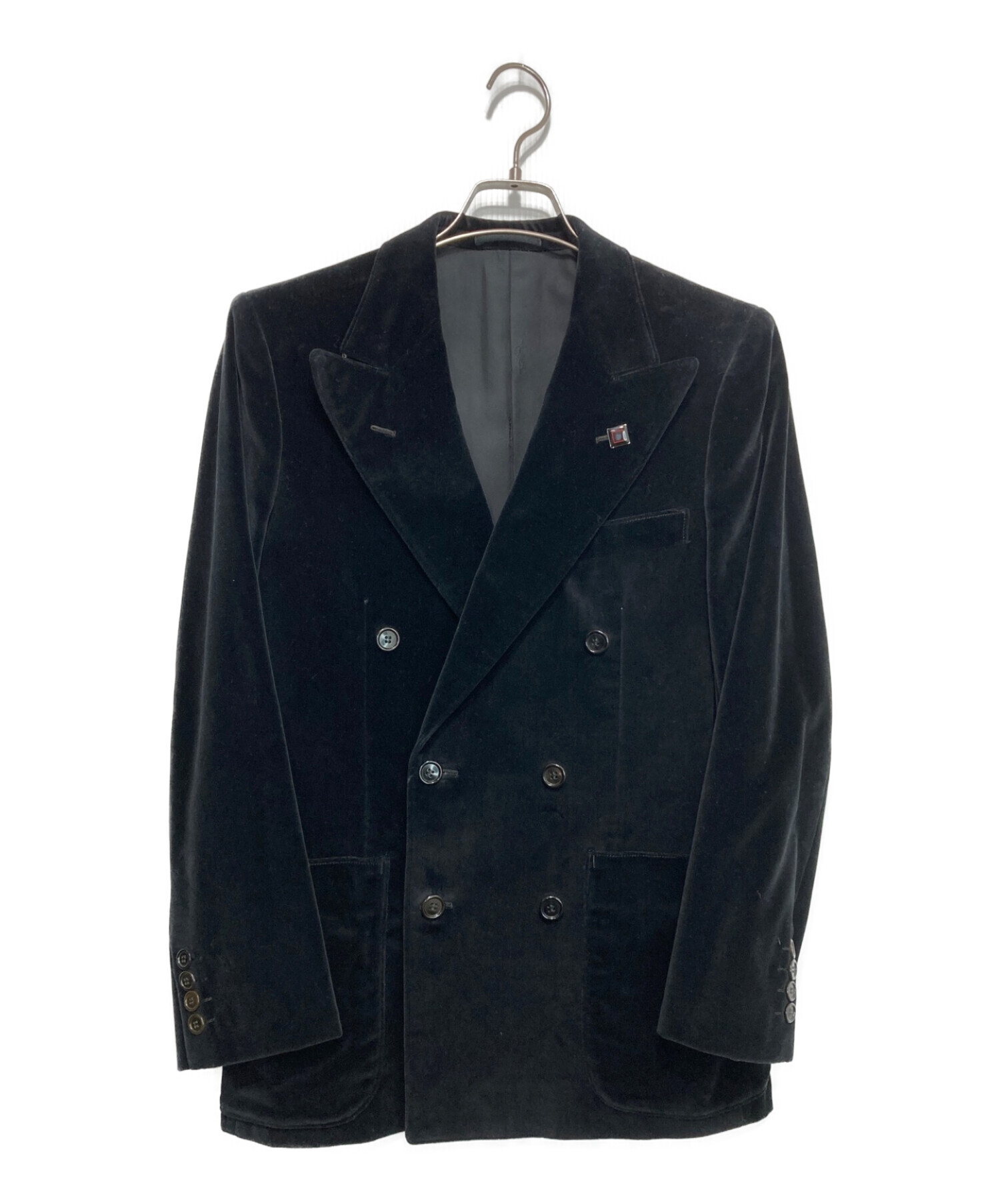Yves Saint Laurent (イヴサンローラン) ベロアダブルテーラードジャケット ブラック サイズ:165-90-76