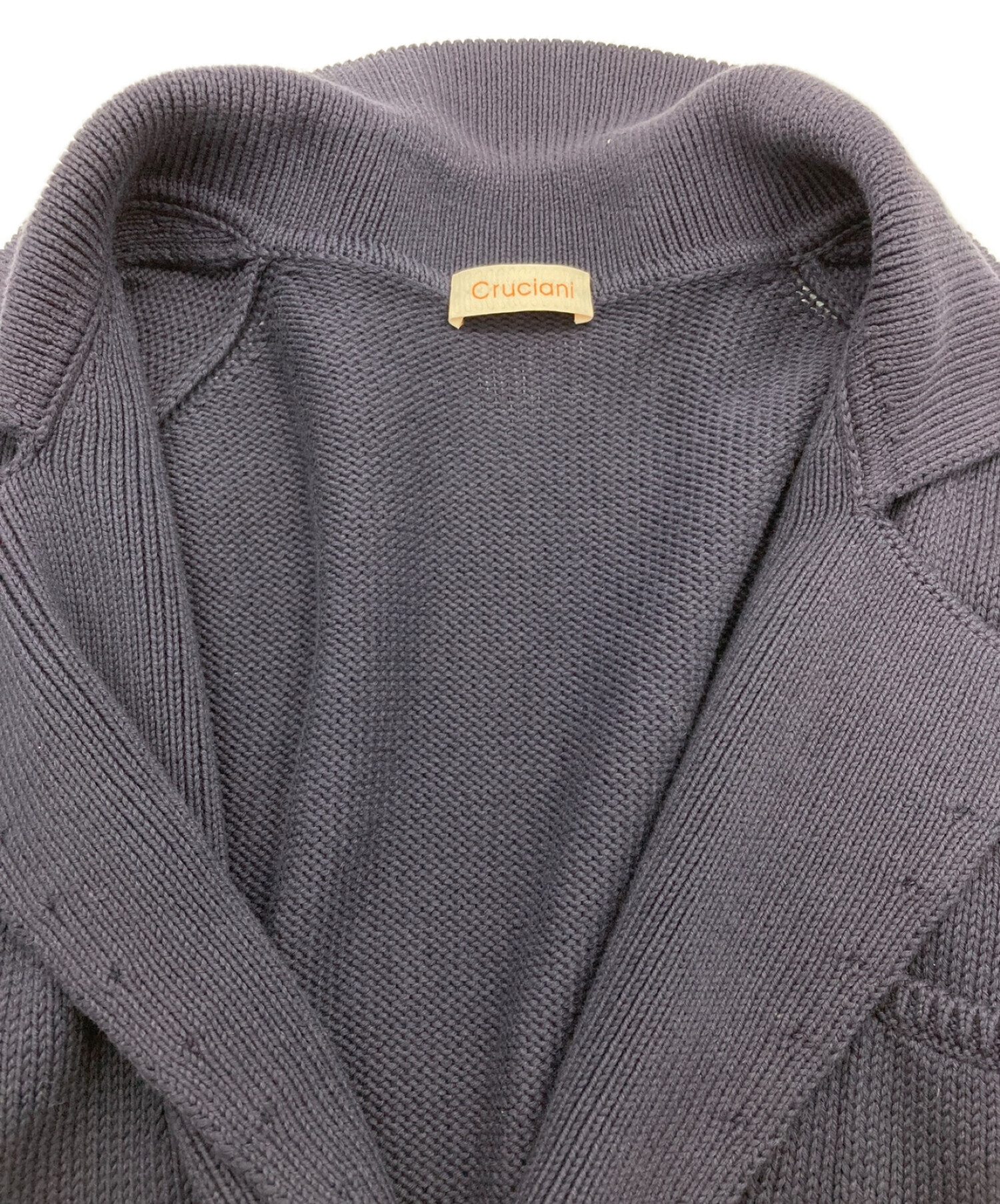 半額販壳Cruciani ウール ニット テーラードジャケット ネイビー クルチアーニ レディース 42 長袖 セーター カーディガン イタリア製 店舗受取可 Lサイズ