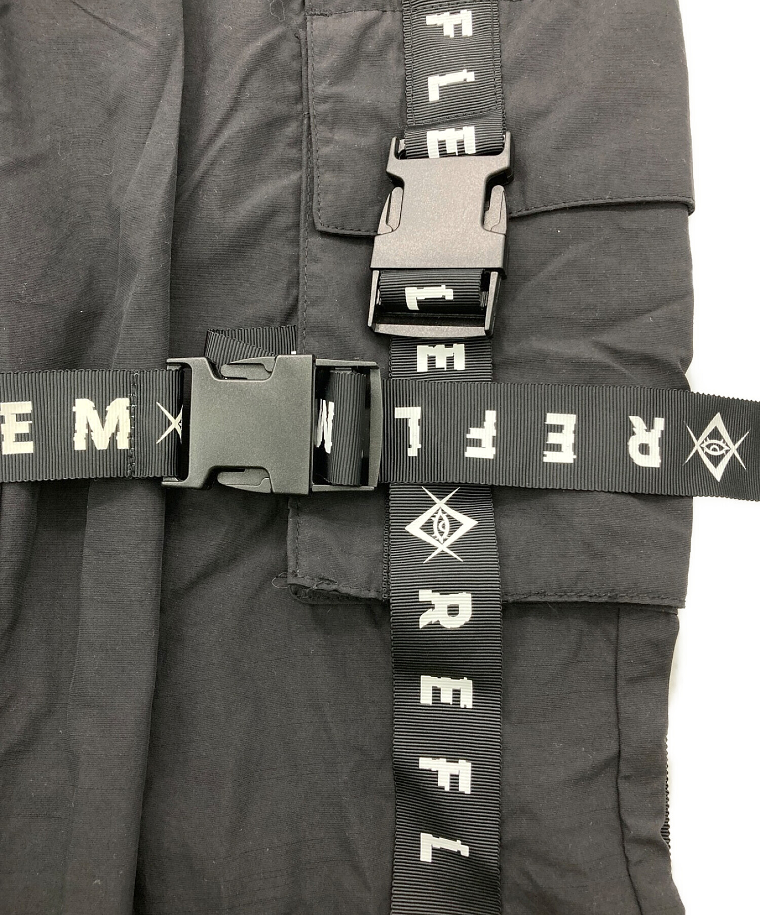 REFLEM (レフレム) ハーネス ロゴテープ デザインカーゴパンツ ブラック サイズ:FREE