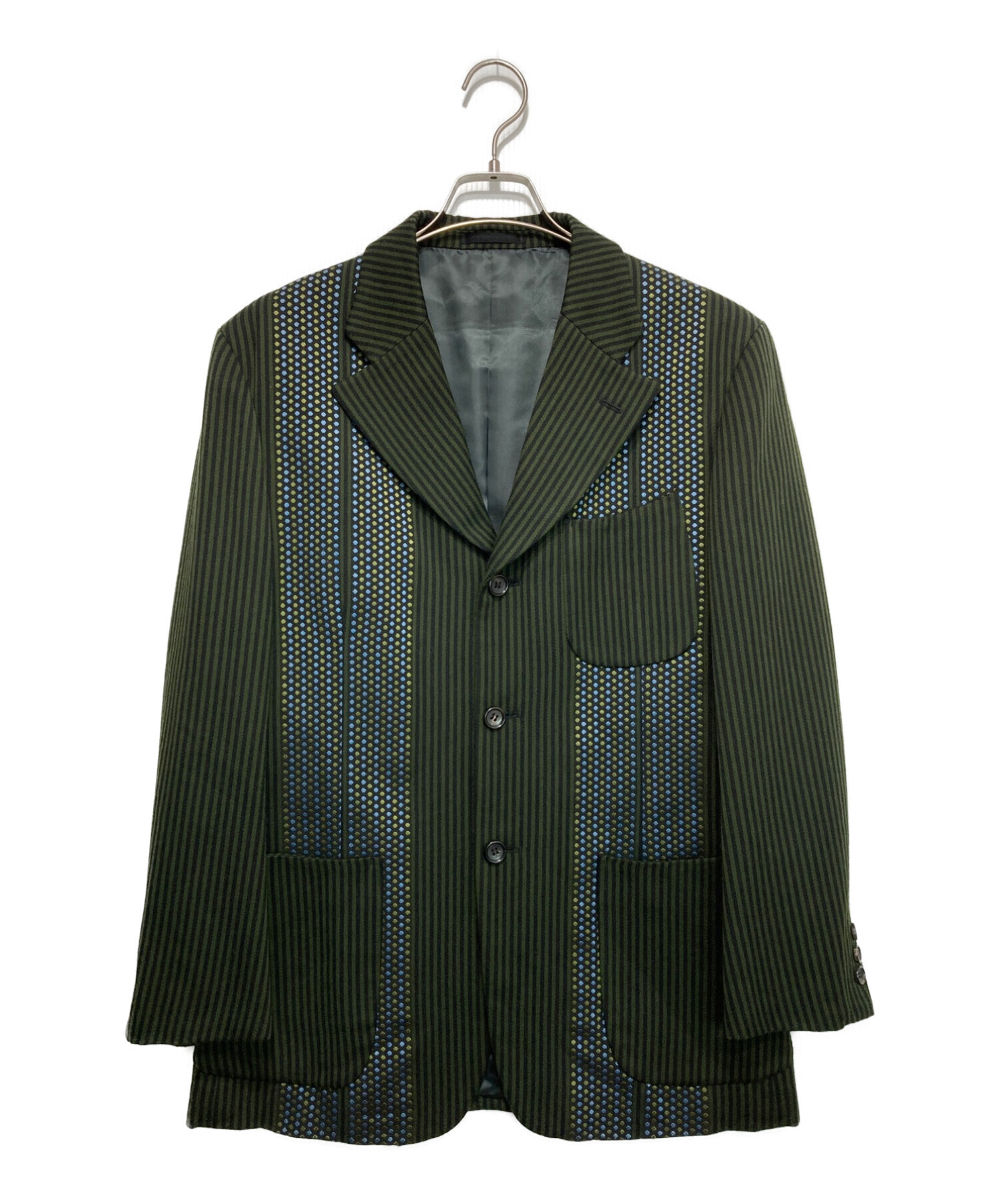 コムデギャルソン オムプリュス テーラードジャケット 襟 縞模様 - ファッション