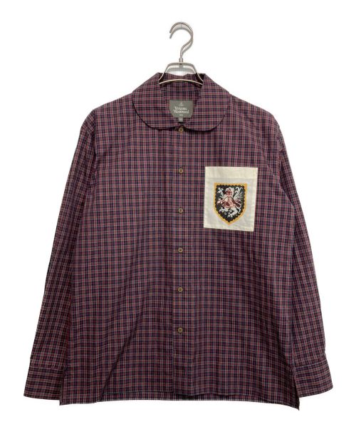 中古・古着通販】Vivienne Westwood man (ヴィヴィアン ウェストウッド マン) “SHIELD WITH SCALLOPED  EDGE” ピーターパンシャツ/チェックシャツ ネイビー×レッド サイズ:44｜ブランド・古着通販 トレファク公式【TREFAC  FASHION】スマホサイト