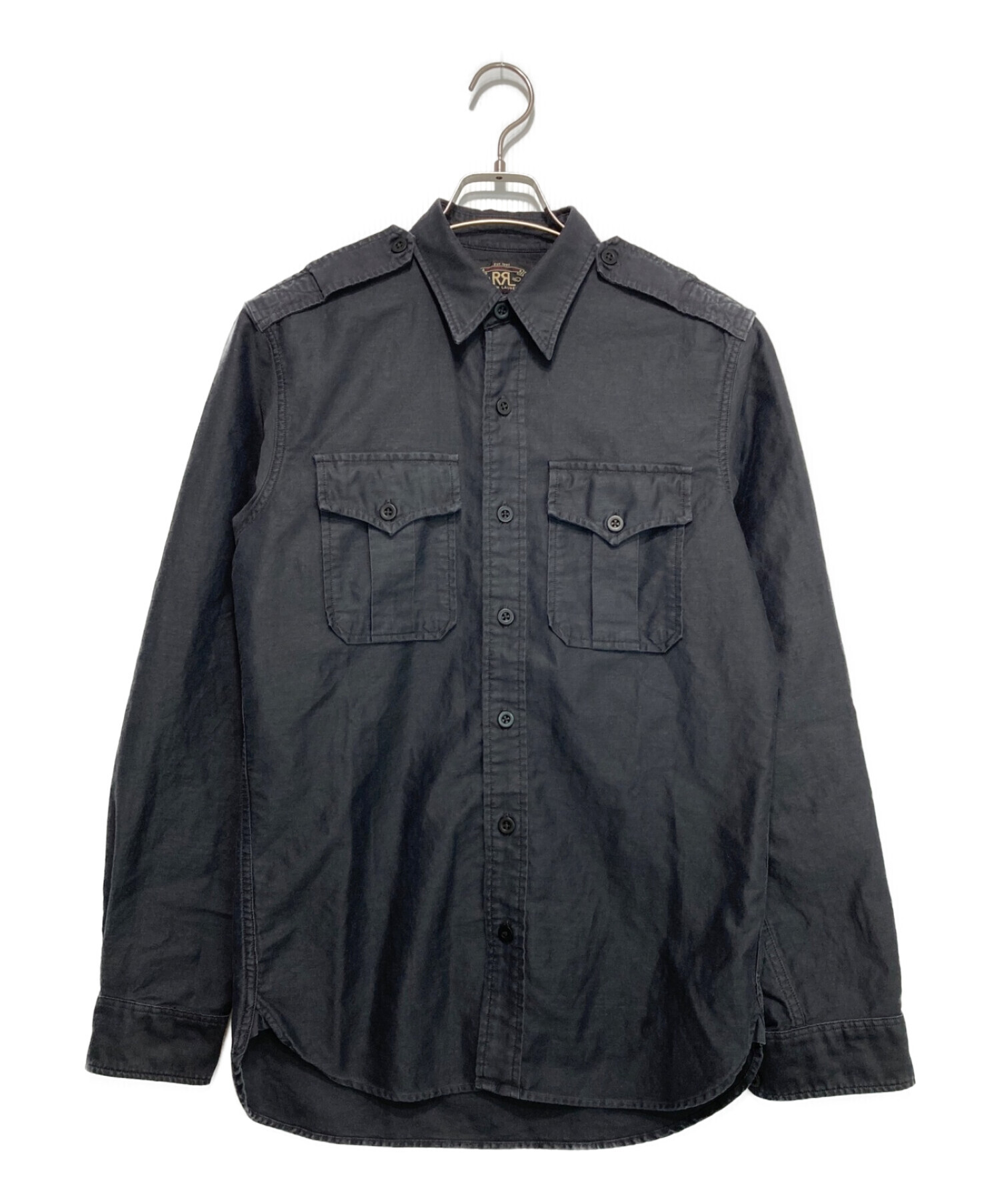 RRL (ダブルアールエル) Military Sateen Cotton Black Work Shirt/ミリタリーワークシャツ グレー  サイズ:170/92A