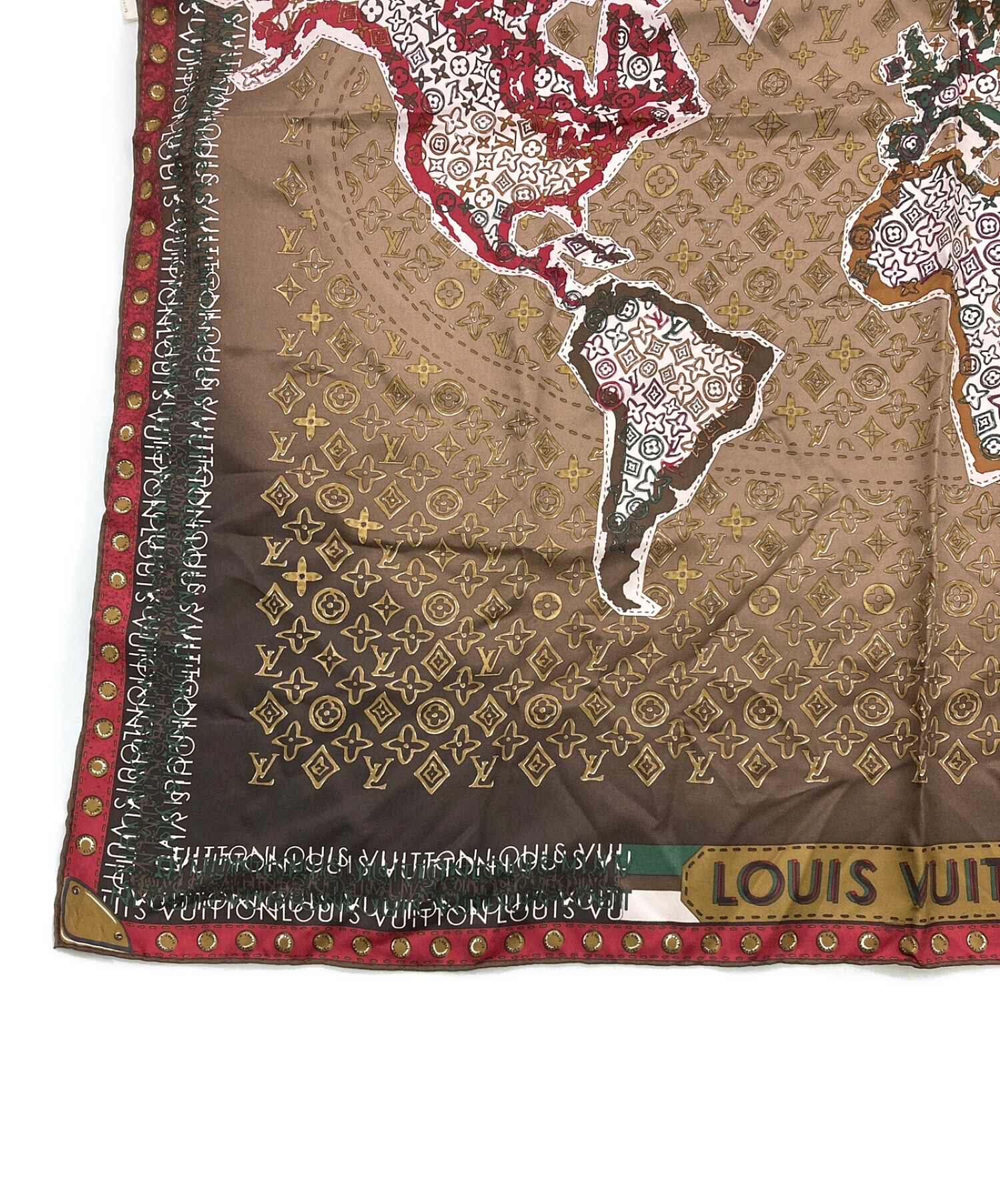 中古・古着通販】LOUIS VUITTON (ルイ ヴィトン) 大判モノグラム世界地図 シルクスカーフ レッド×ブラウン｜ブランド・古着通販  トレファク公式【TREFAC FASHION】スマホサイト