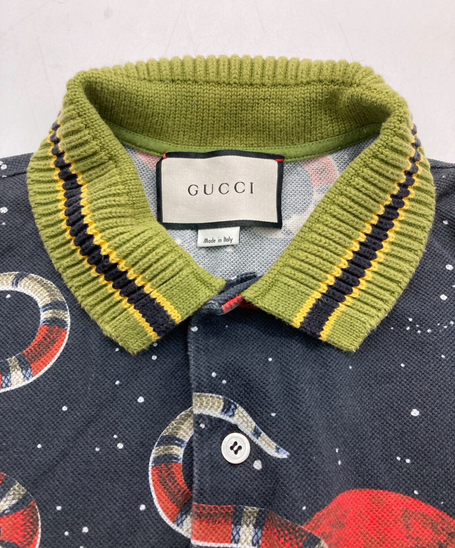 中古・古着通販】GUCCI (グッチ) スネーク&スペースプリントポロシャツ 