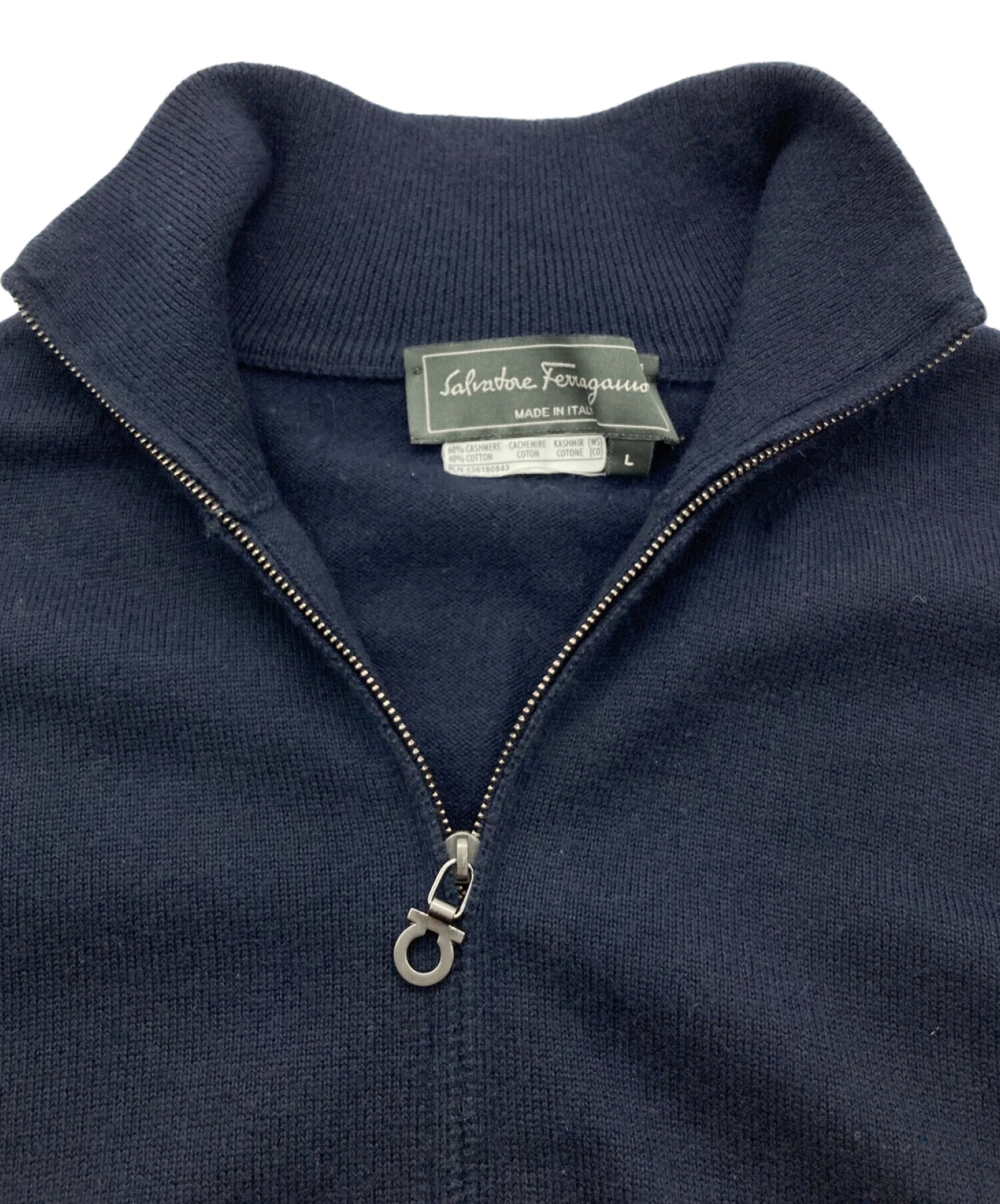 中古・古着通販】Salvatore Ferragamo (サルヴァトーレ フェラガモ) カシミヤ混シドライバーズニット ネイビー  サイズ:L｜ブランド・古着通販 トレファク公式【TREFAC FASHION】スマホサイト