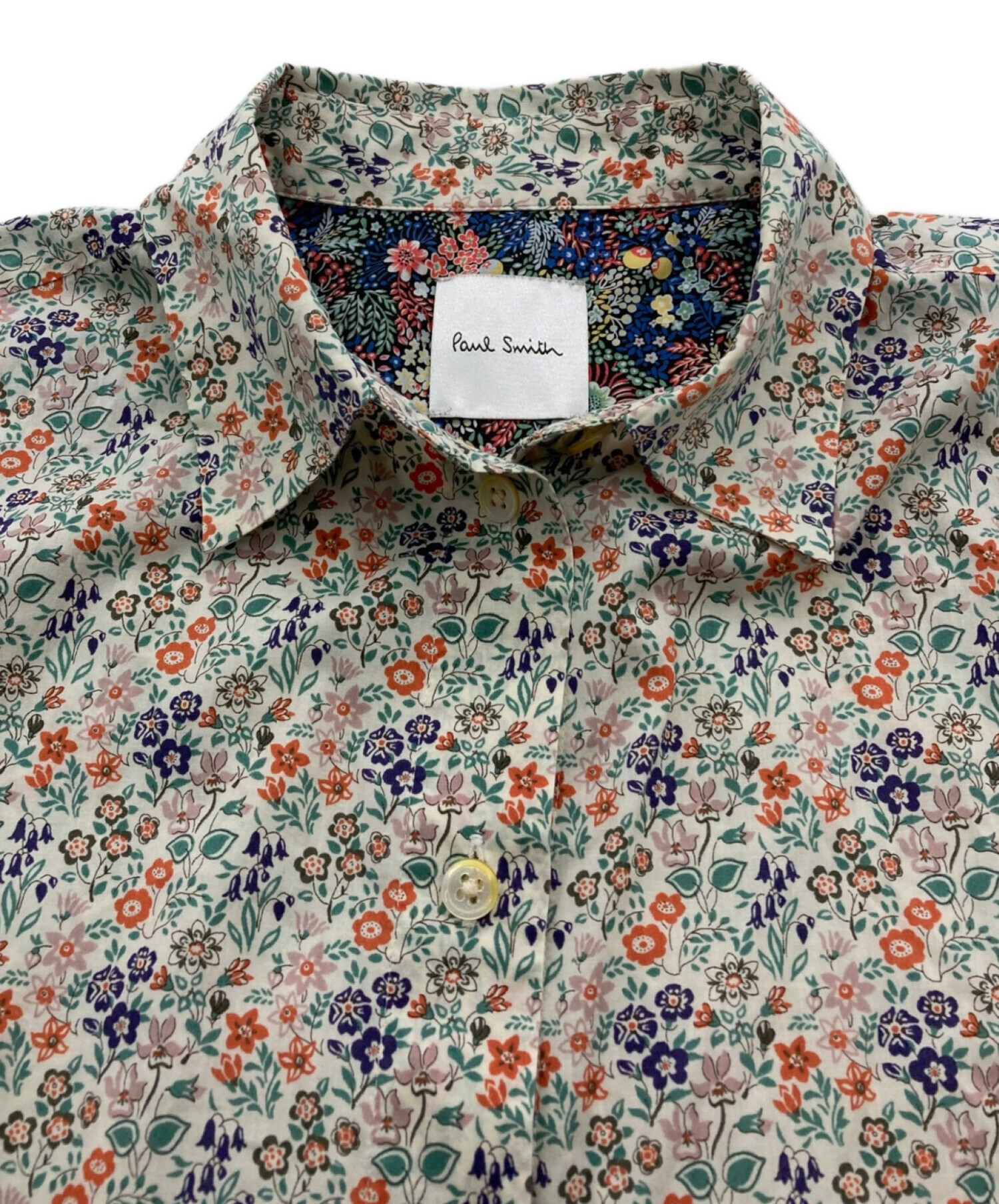 PAUL SMITH (ポールスミス) 花柄シャツ アイボリー×オレンジ サイズ:42