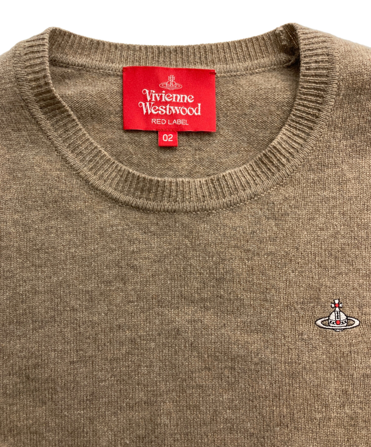 Vivienne Westwood RED LABEL (ヴィヴィアンウエストウッドレッドレーベル) ワンポイントクルーネックニット ブラウン  サイズ:02