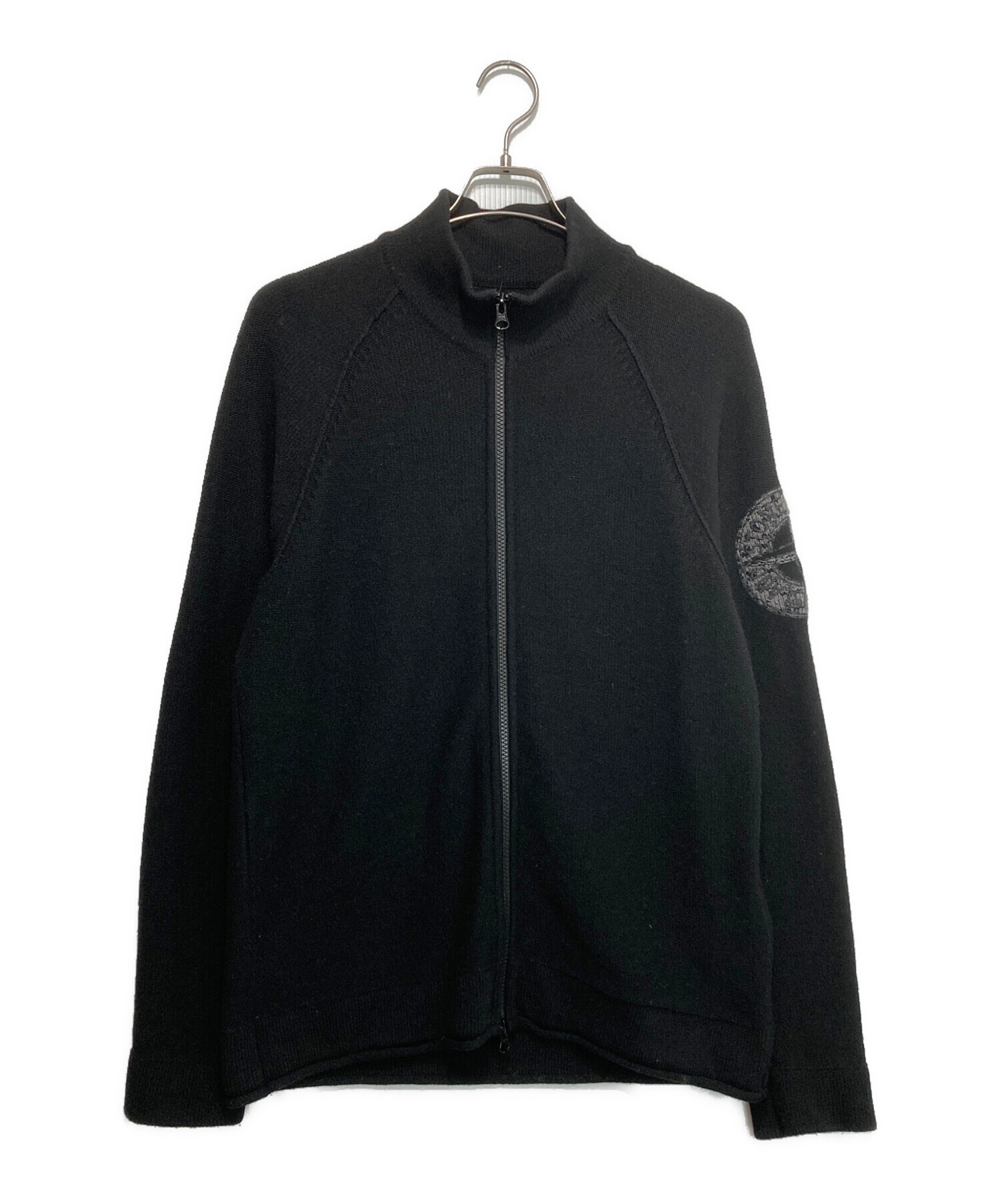 STONE ISLAND (ストーンアイランド) ミドルゲージウールナイロンスタンドカラーニットブルゾン/ニットジャケット ブラック サイズ:L