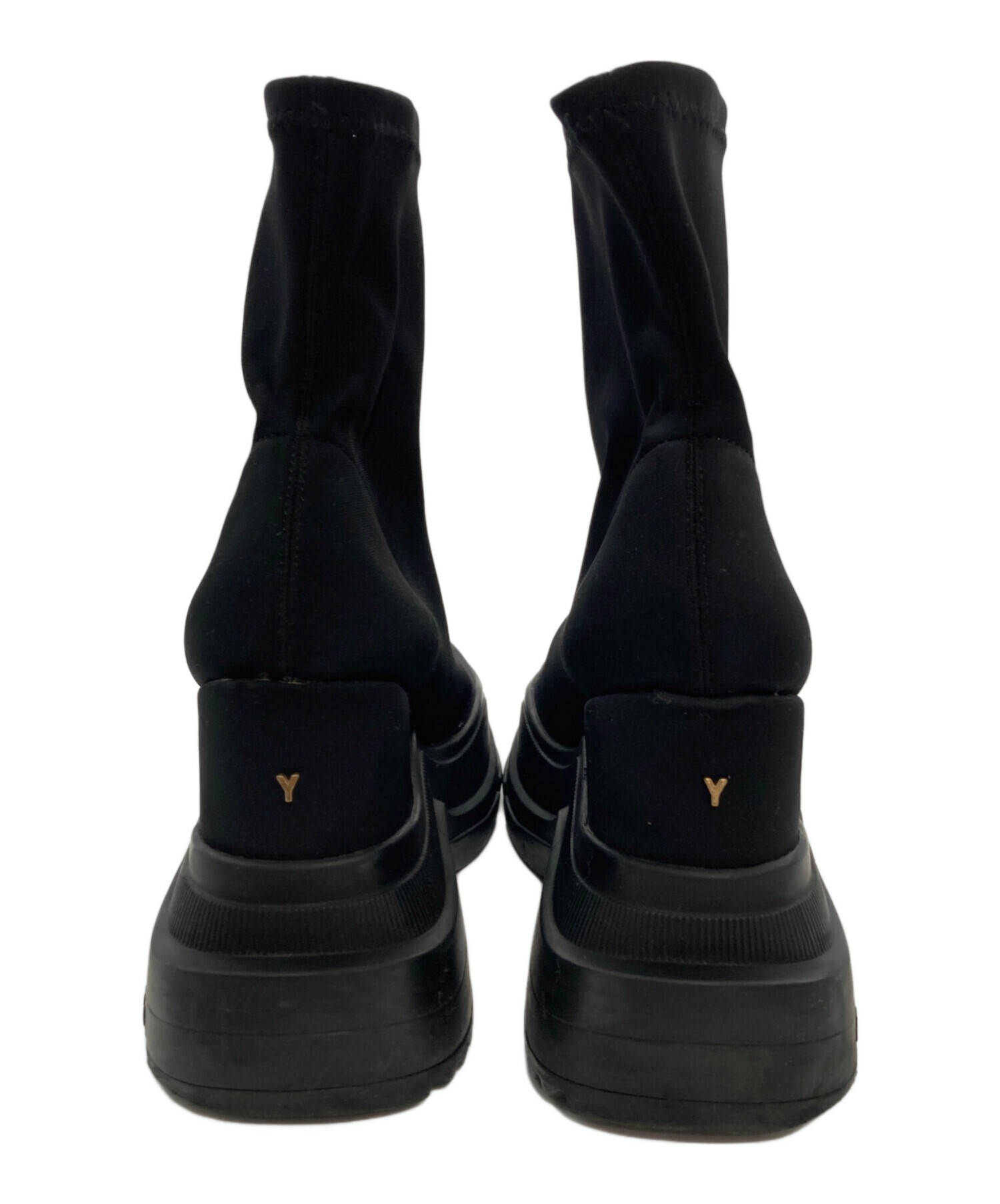 YELLO (イエロー) TOKYO BLACK DOUBLE SNEAKER SHORT BOOTS/スニーカーブーツ ブラック サイズ:M