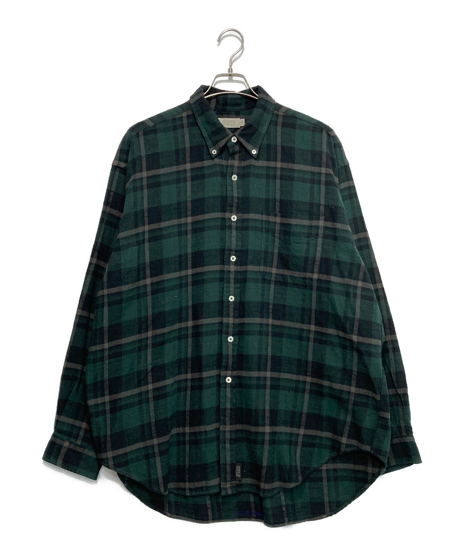 SEDAN ALL-PURPOSE (セダンオールパーパス) TWILL PLAID BIG BD SHIRT グリーン サイズ:XL