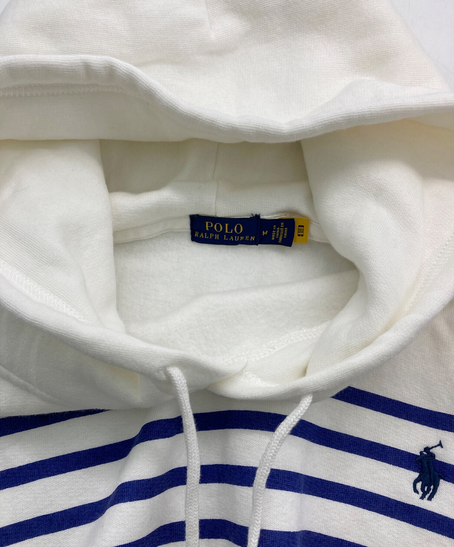 中古・古着通販】POLO RALPH LAUREN (ポロ・ラルフローレン) 裏起毛ボーダーパーカー ネイビー×ホワイト  サイズ:M｜ブランド・古着通販 トレファク公式【TREFAC FASHION】スマホサイト