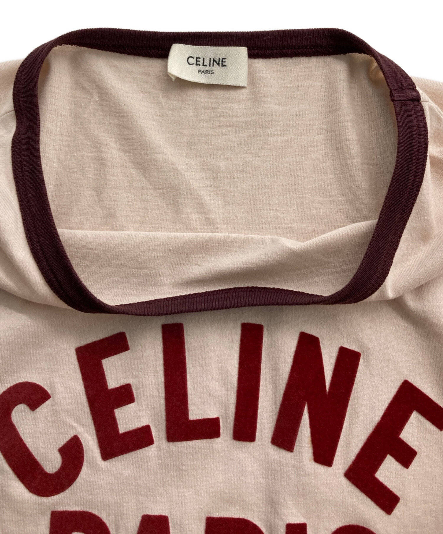 中古・古着通販】CELINE (セリーヌ) ロゴプリントリンガーTシャツ ピンク サイズ:L｜ブランド・古着通販 トレファク公式【TREFAC  FASHION】スマホサイト