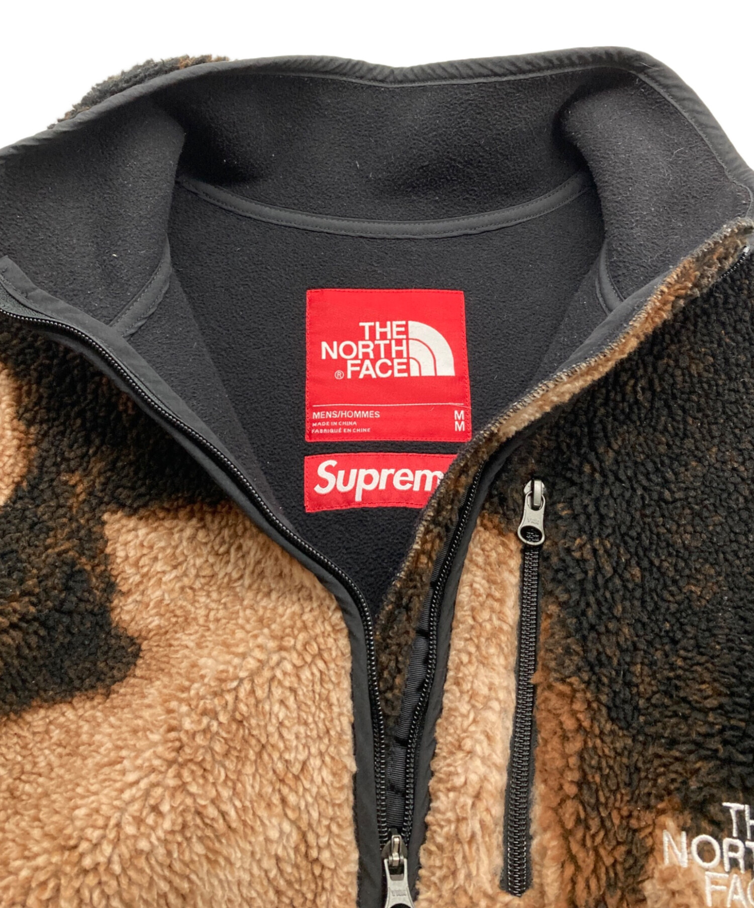 Supreme (シュプリーム) THE NORTH FACE (ザ ノース フェイス) Bleached Denim Print Fleece  Jacket ブラウン サイズ:M