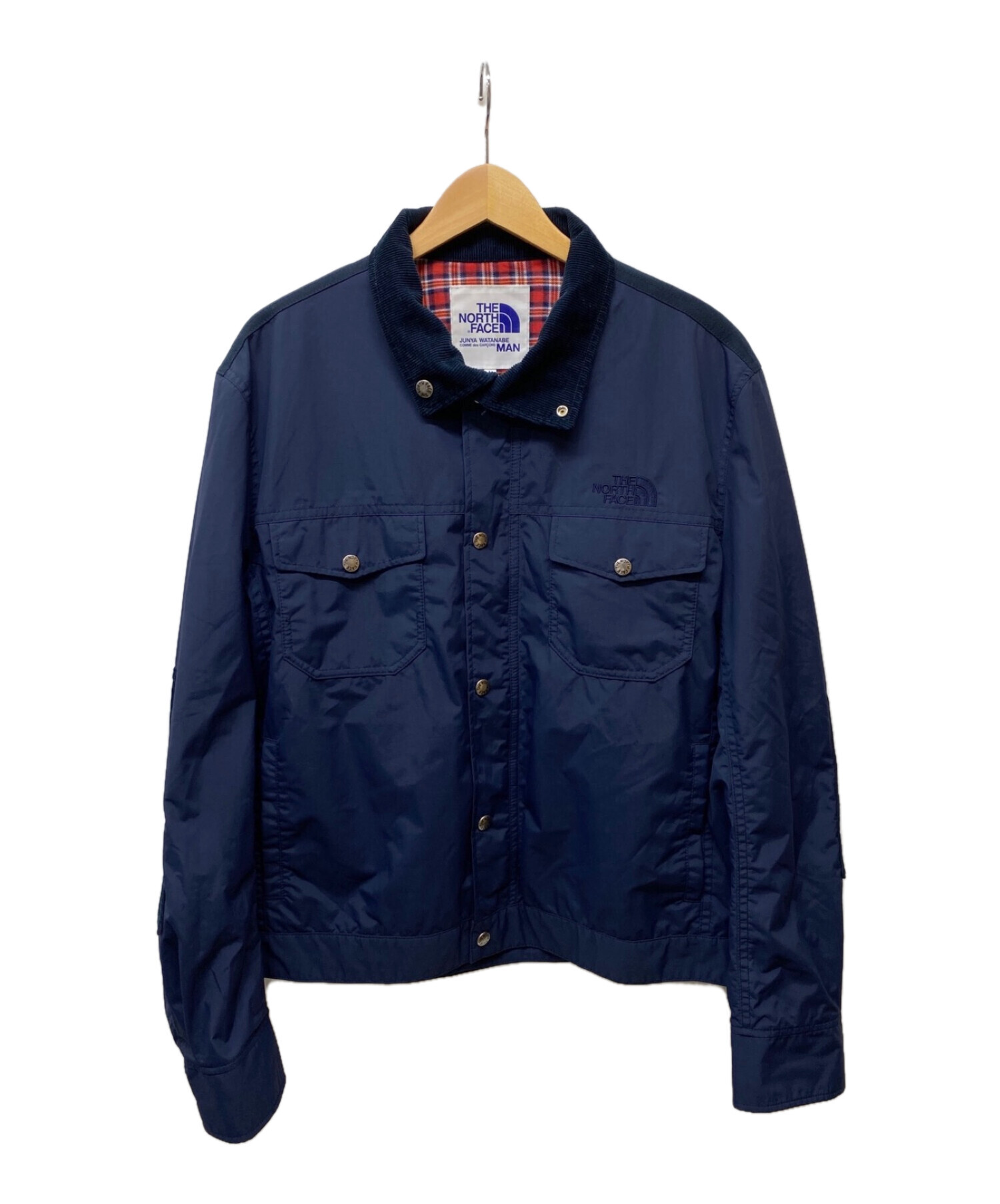 THE NORTH FACE × JUNYA WATANABE MAN (ザノースフェイス × ジュンヤワタナベマン) contrast collar  buttoned jacke ネイビー サイズ:L