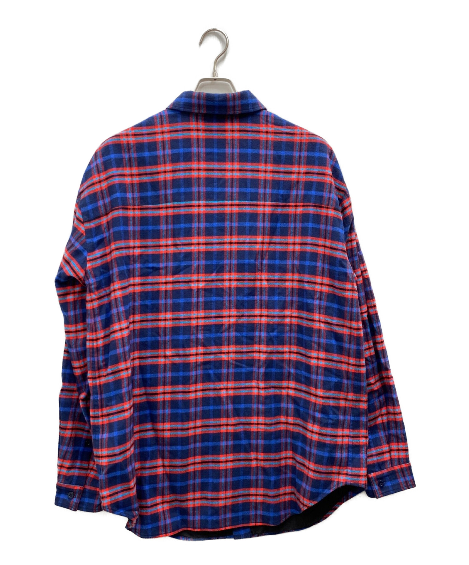 BALENCIAGA　 (バレンシアガ) オーバーサイズチェックシャツ レッド×ブルー サイズ:37