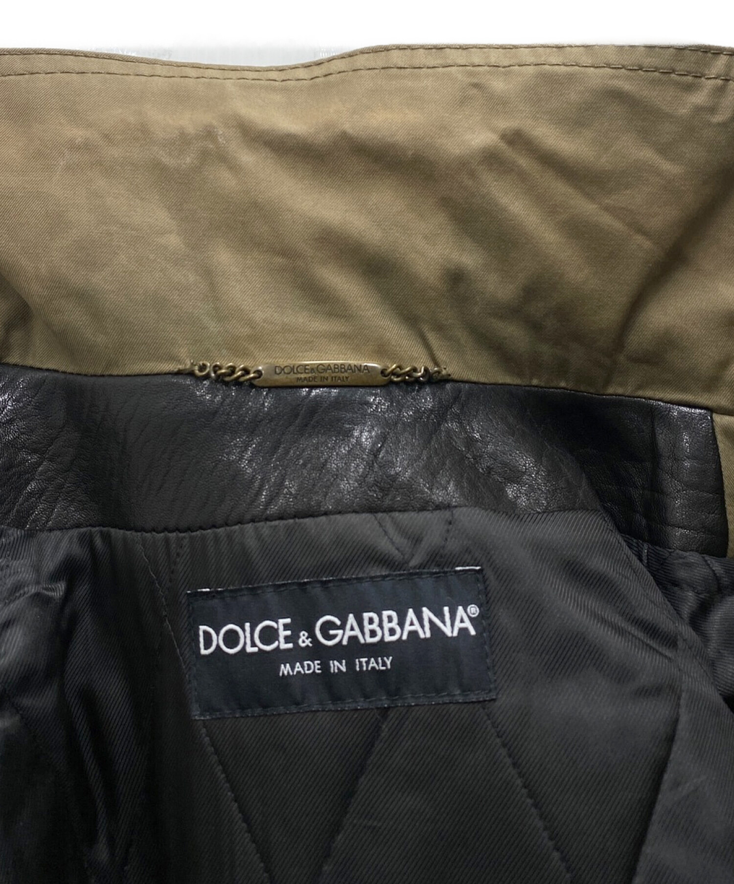 DOLCE & GABBANA (ドルチェ＆ガッバーナ) レイヤードレザージャケット ブラック サイズ:48