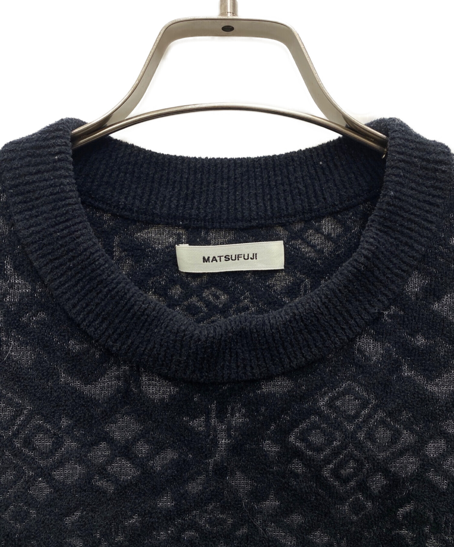 MATSUFUJI (マツフジ) Jacquard Crewneck Knit ブラック サイズ:3