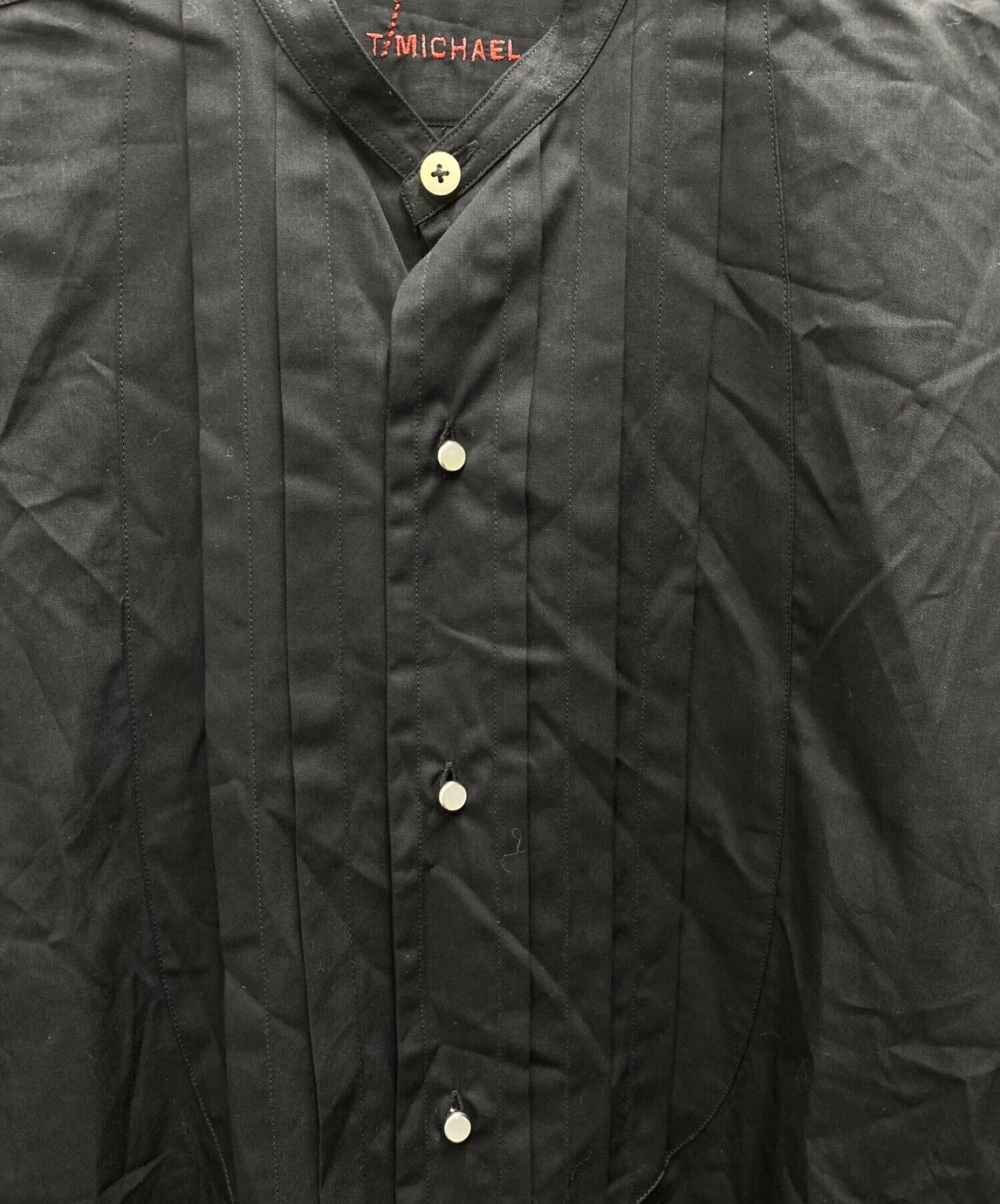 T-MICHAEL (ティーマイケル) バンドカラーロングシャツ ブラック サイズ:XS