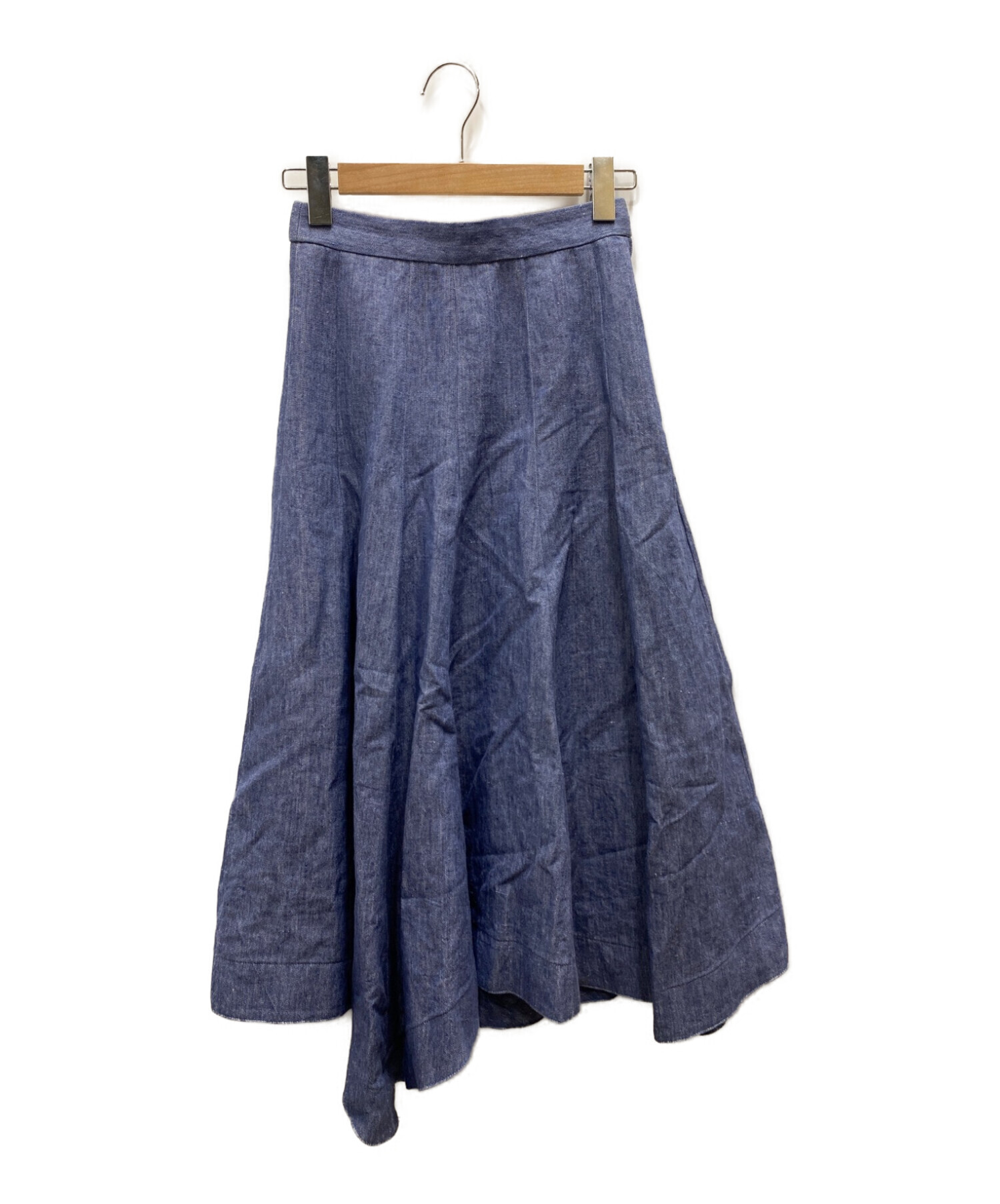 BLAMINK (ブラミンク) リネンコットンデニムフレアスカート ブルー サイズ:S