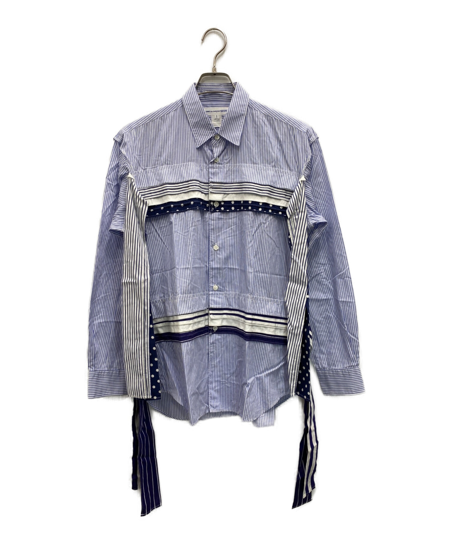 COMME des GARCONS SHIRT (コムデギャルソンシャツ) パネルパッチワークシャツ ブルー サイズ:S
