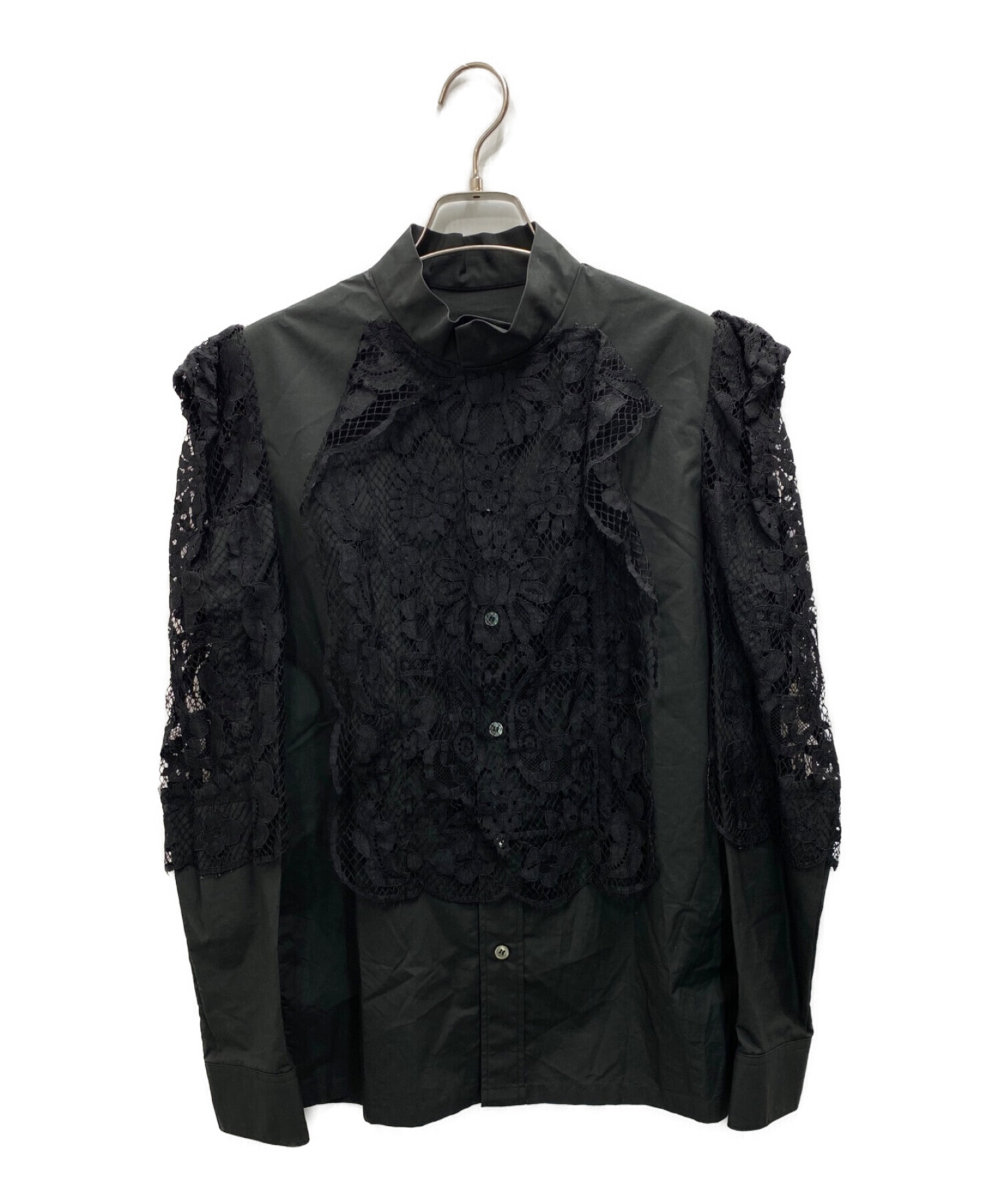 TOGA PULLA (トーガ プルラ) レースシャツ ブラック サイズ:36